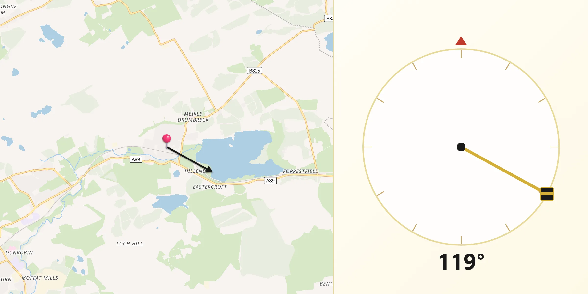Qibla Direction from Caldercruix