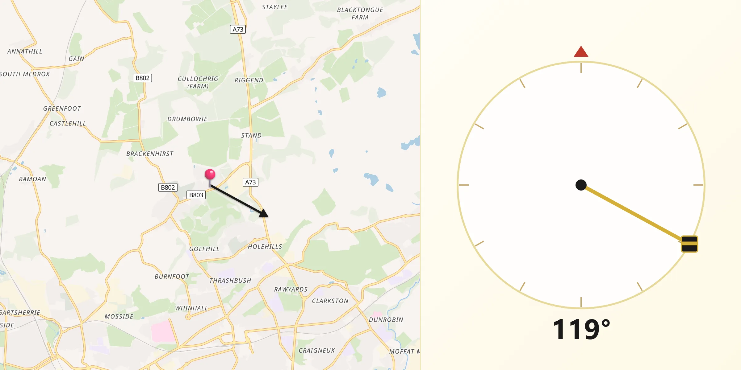 Qibla Direction from Glenmavis