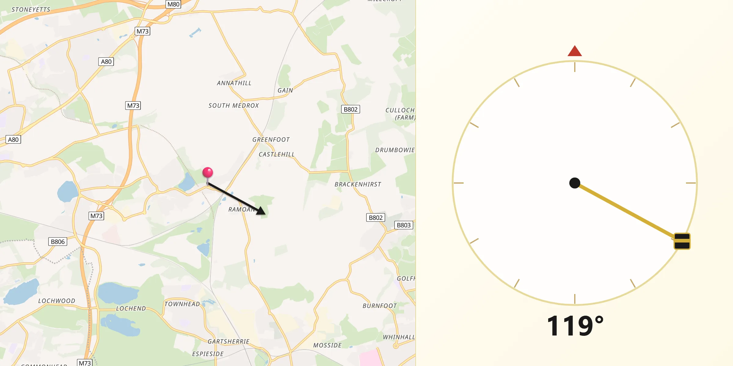 Qibla Direction from Glenboig