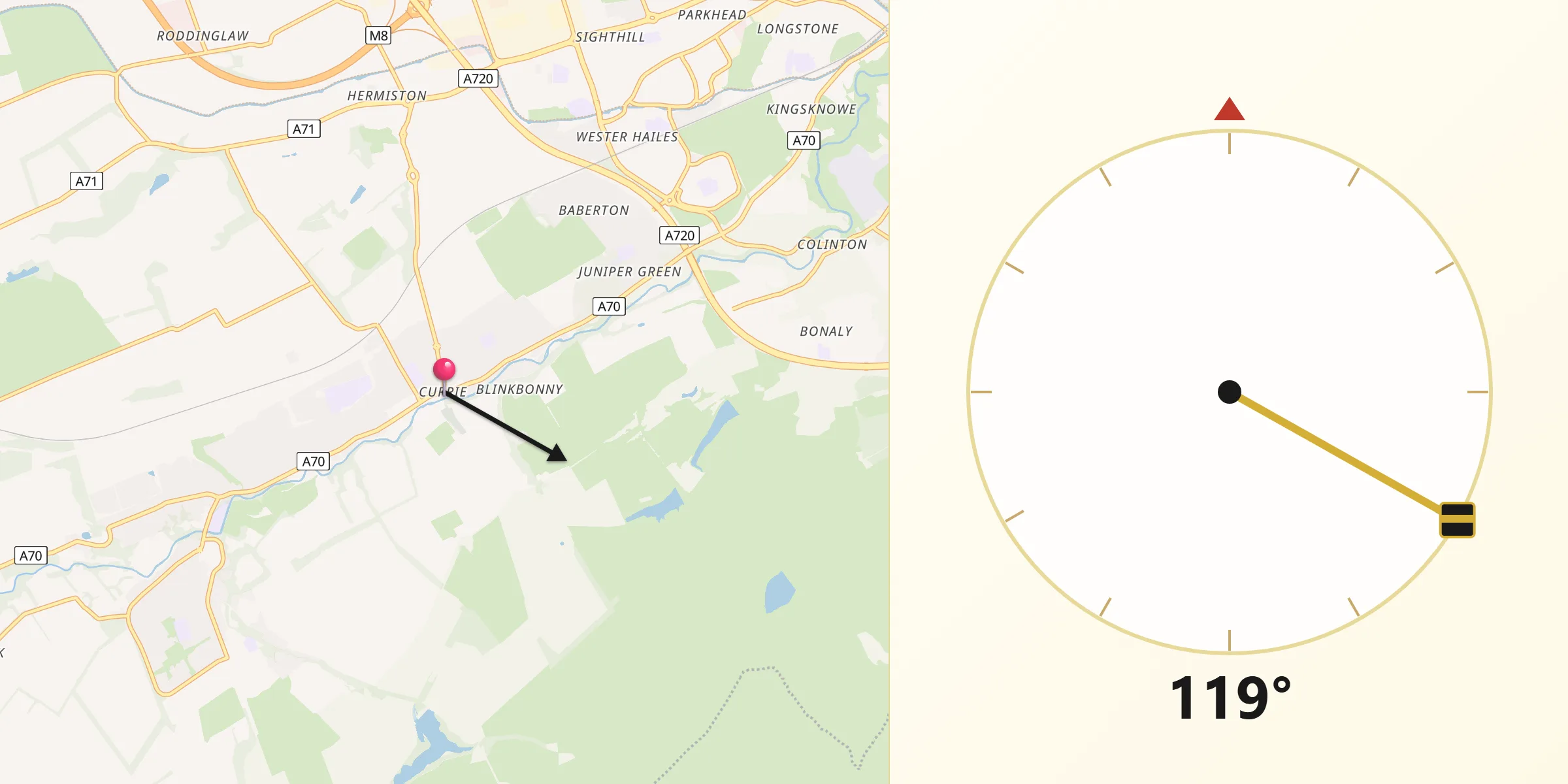 Qibla Direction from Currie