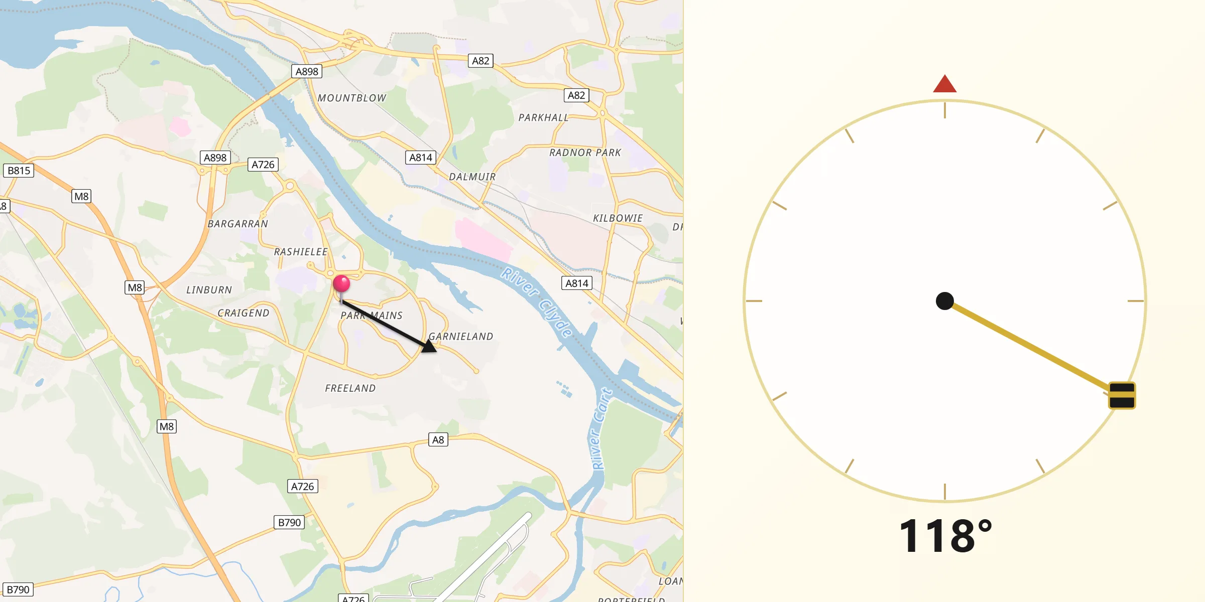 Qibla Direction from Erskine