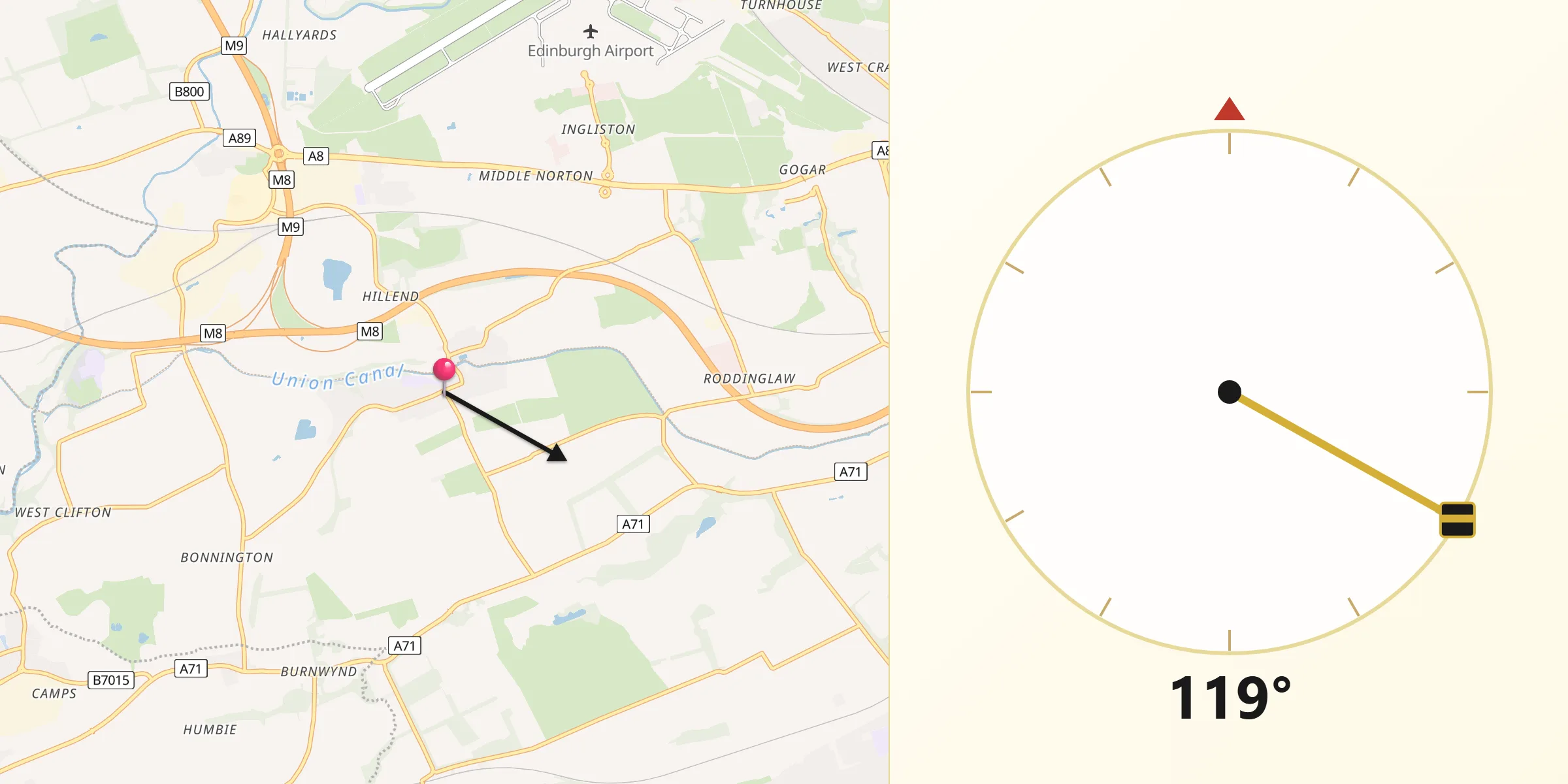 Qibla Direction from Ratho