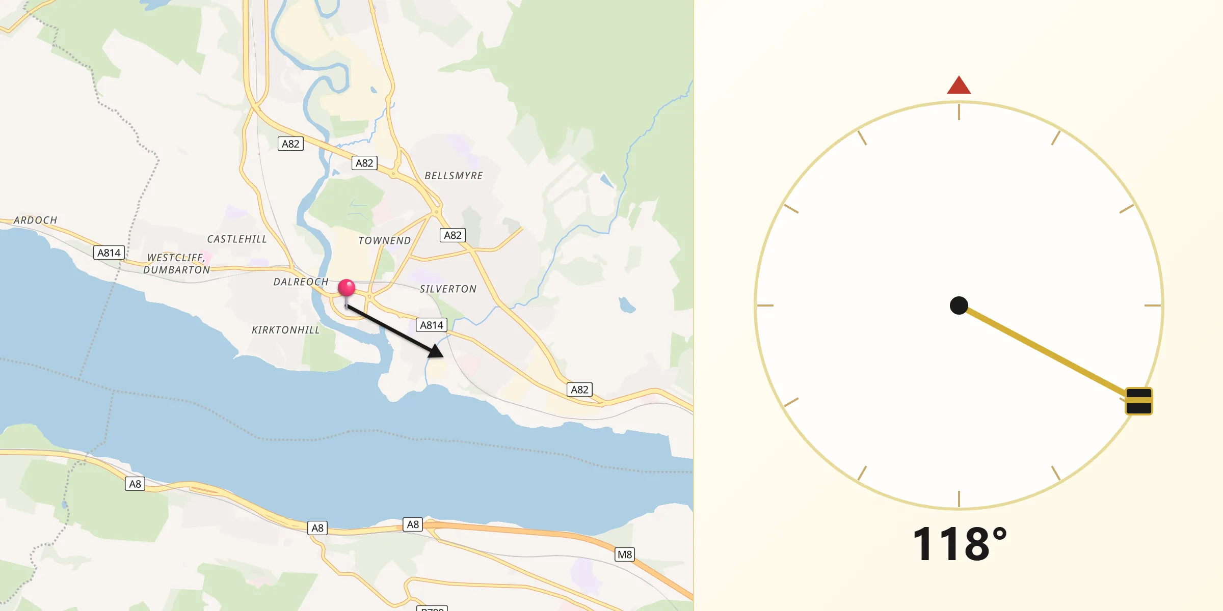 Qibla Direction from Dumbarton