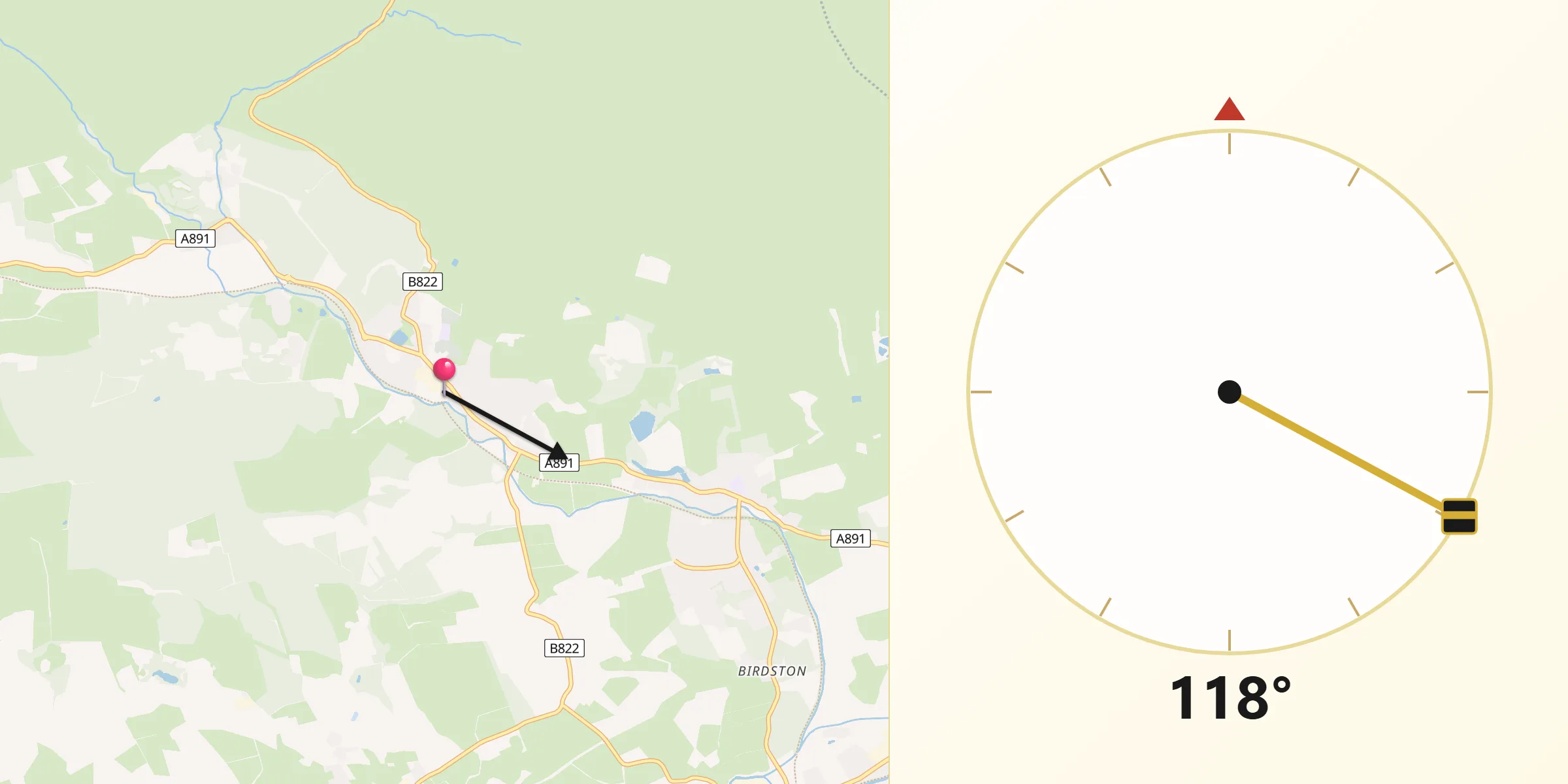 Qibla Direction from Lennoxtown