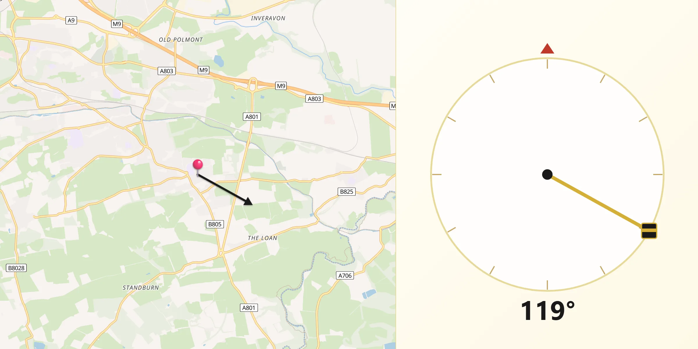 Qibla Direction from Maddiston