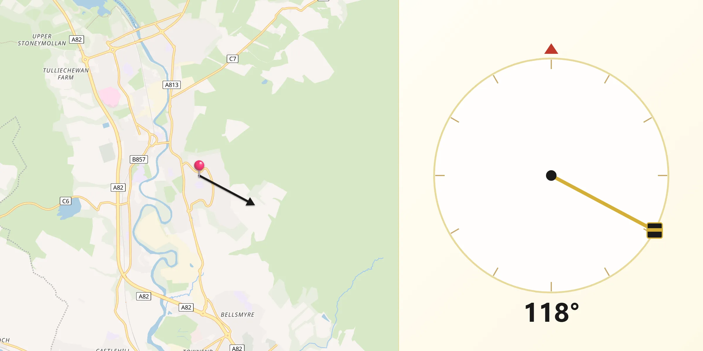 Qibla Direction from Bonhill