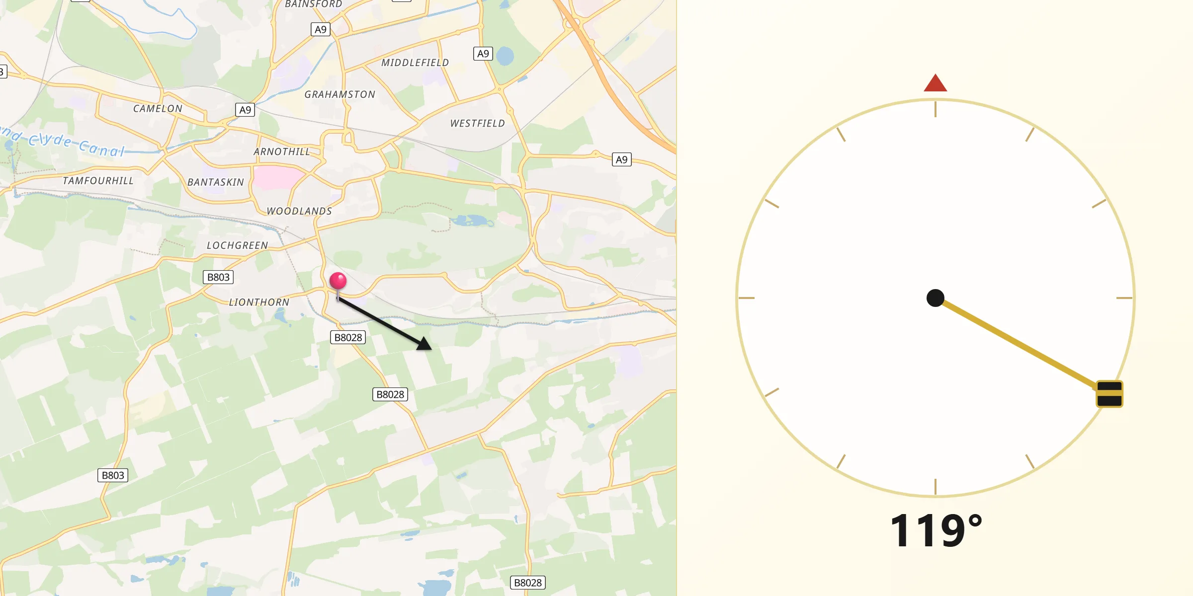 Qibla Direction from Hallglen