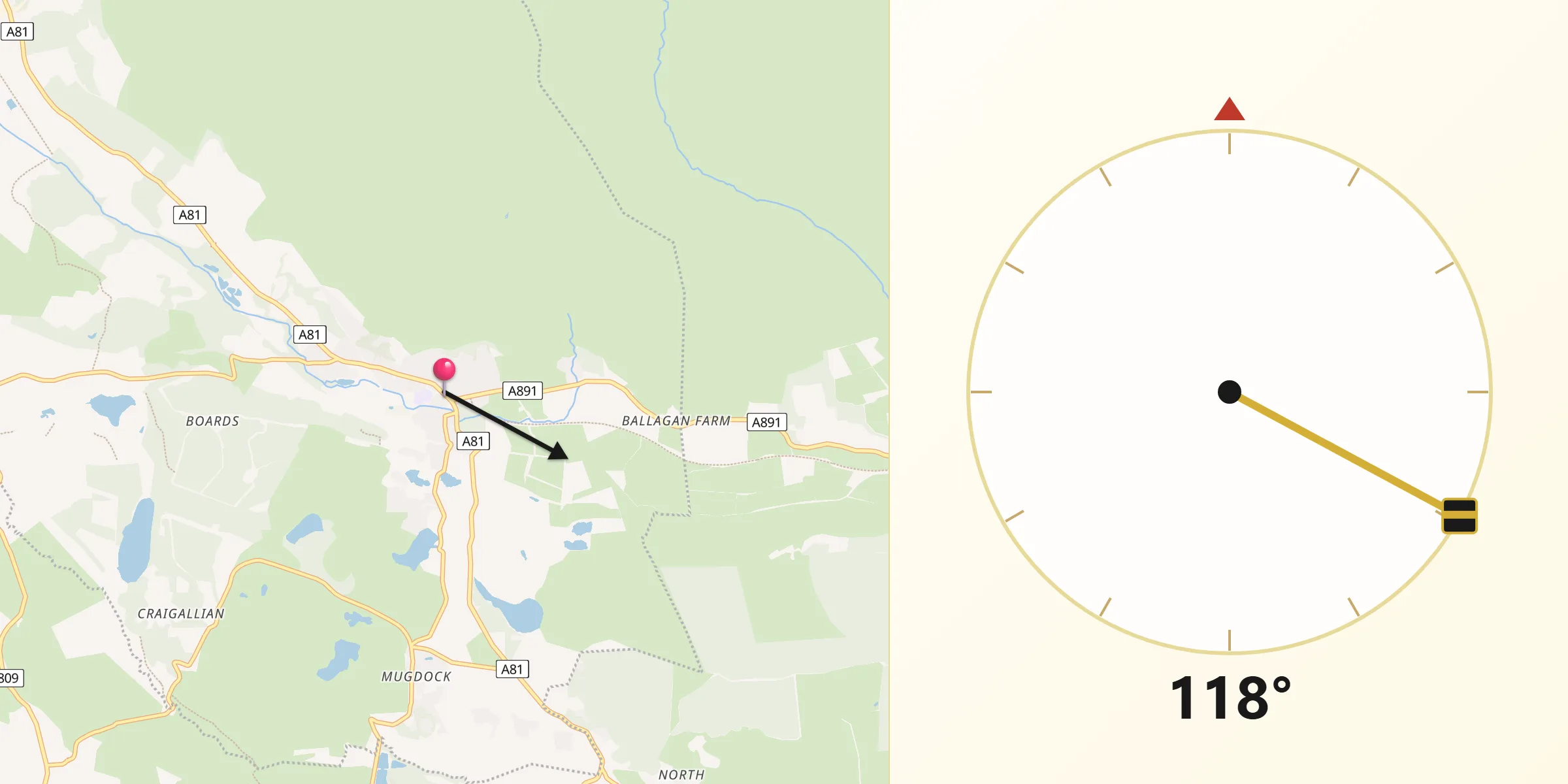 Qibla Direction from Strathblane