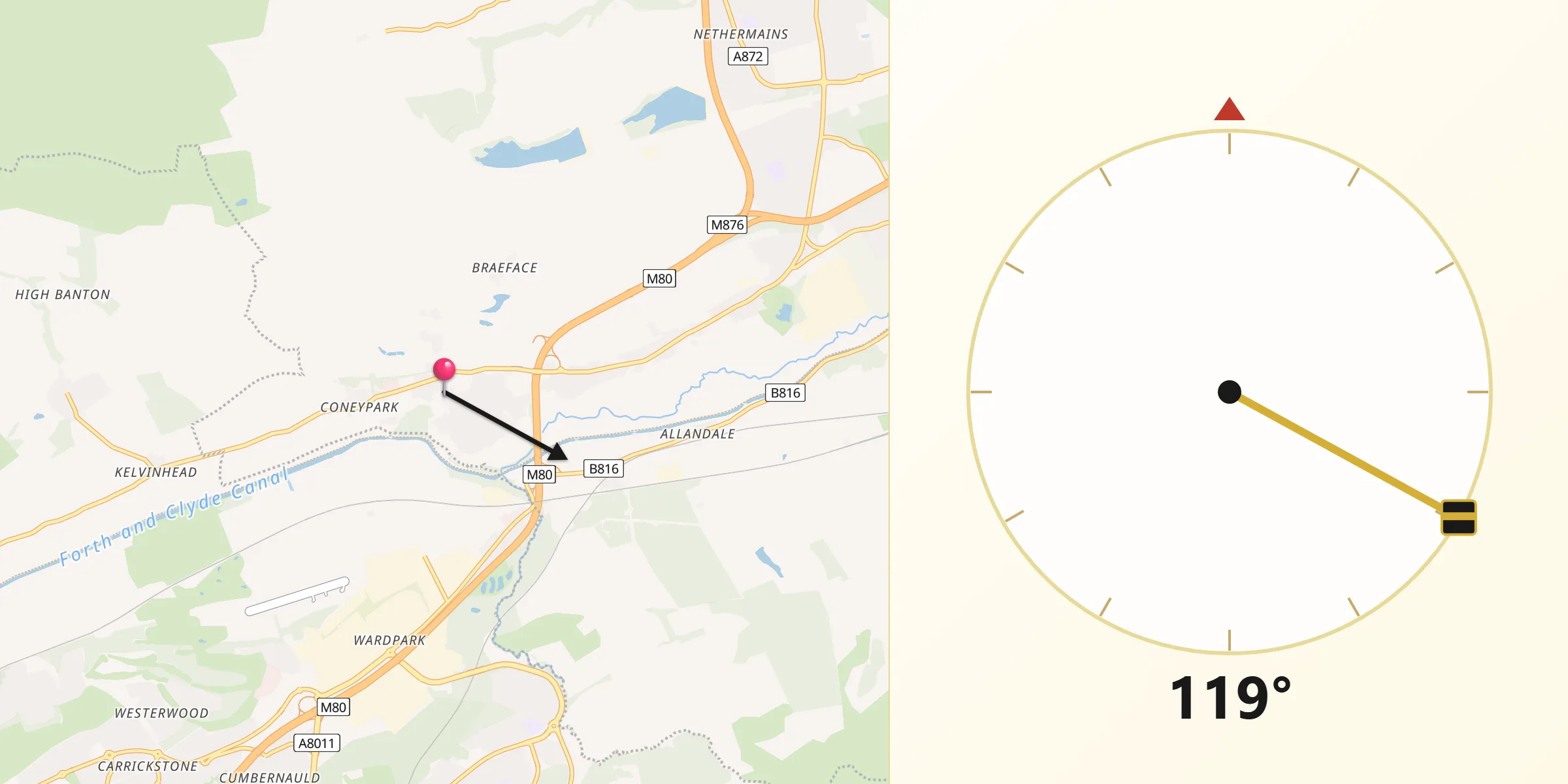 Qibla Direction from Banknock