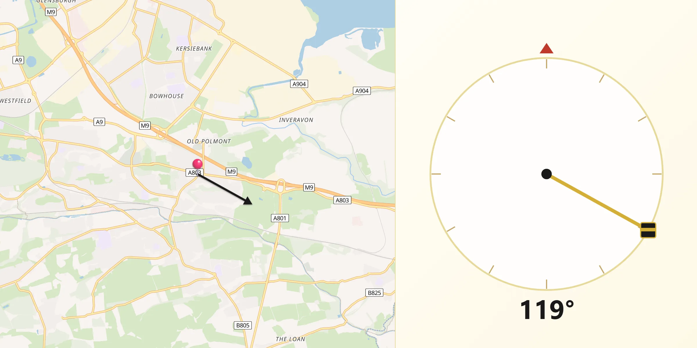 Qibla Direction from Polmont