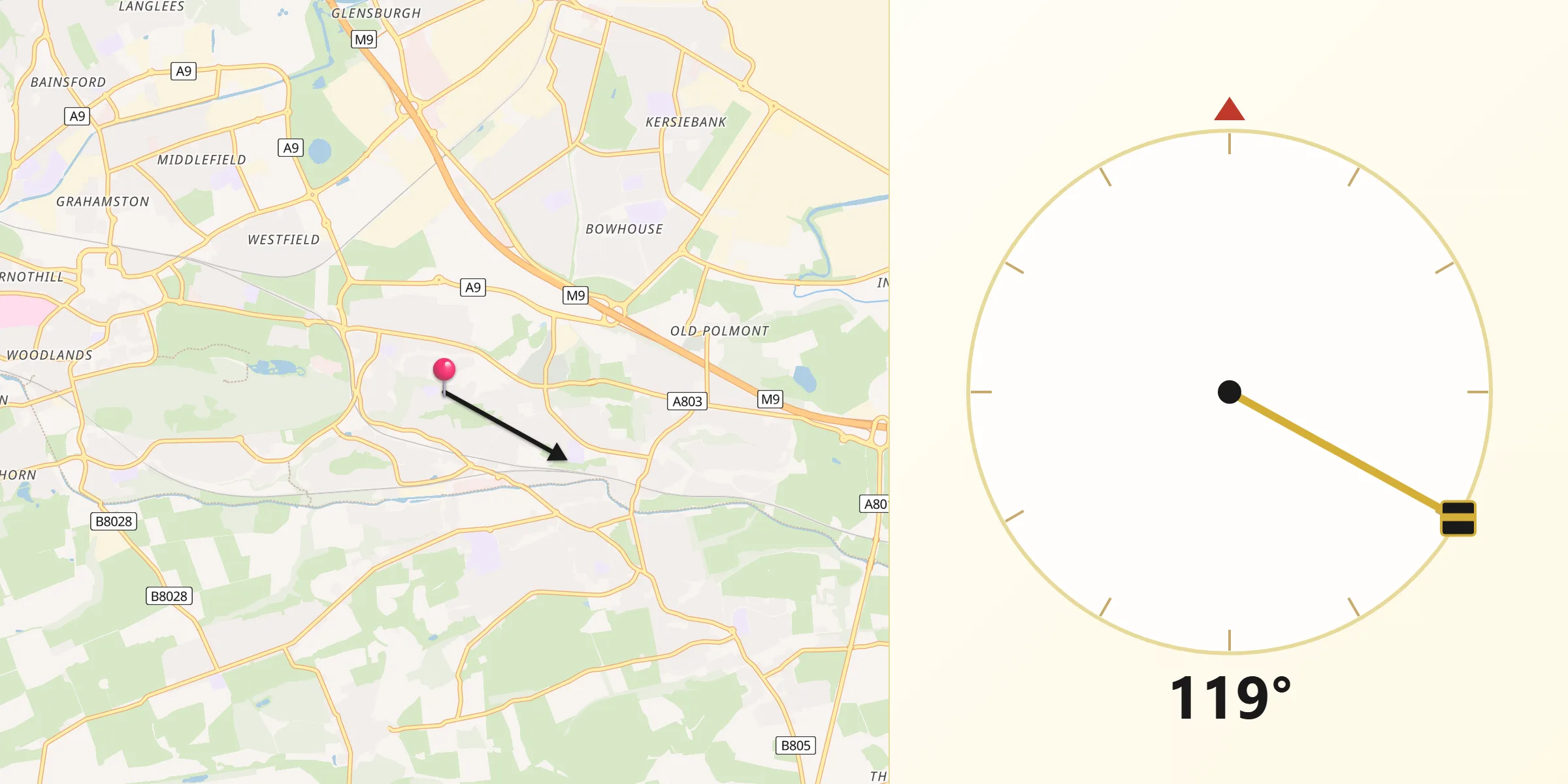 Qibla Direction from Westquarter