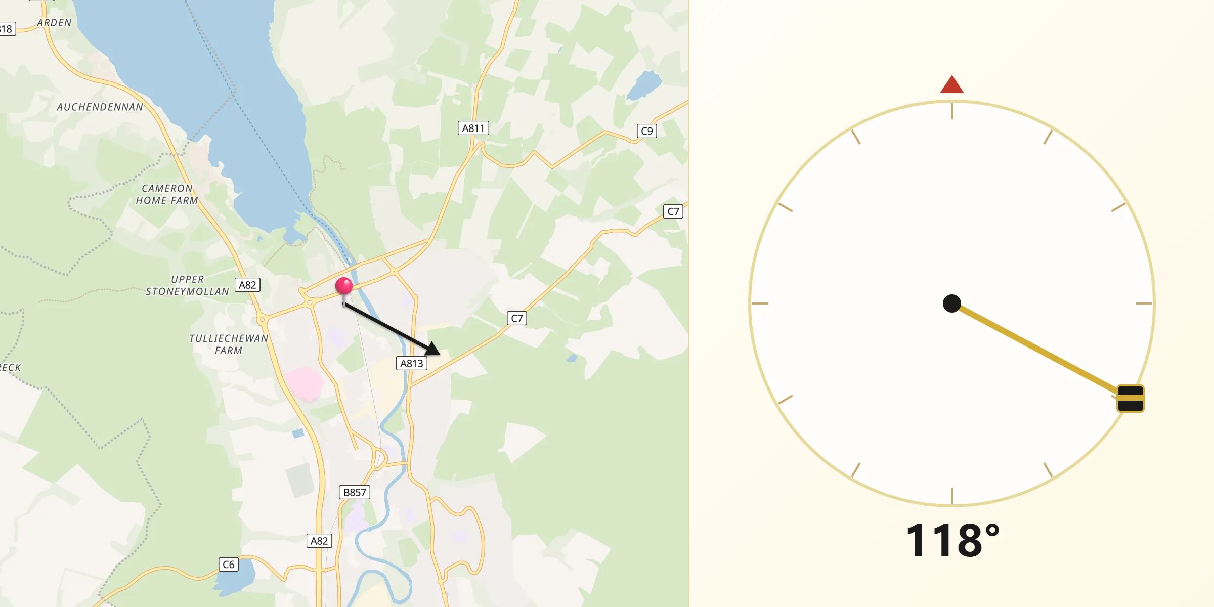 Qibla Direction from Balloch