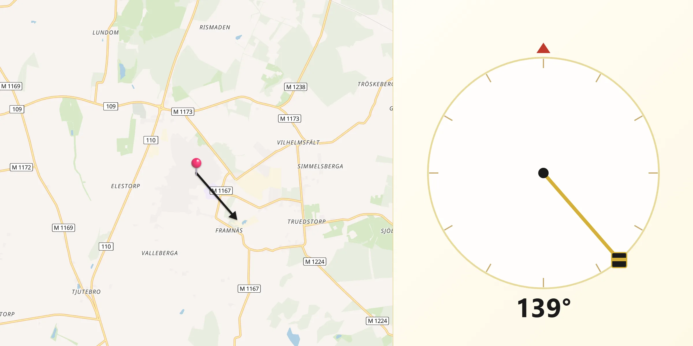 Qibla Riktning från Ekeby