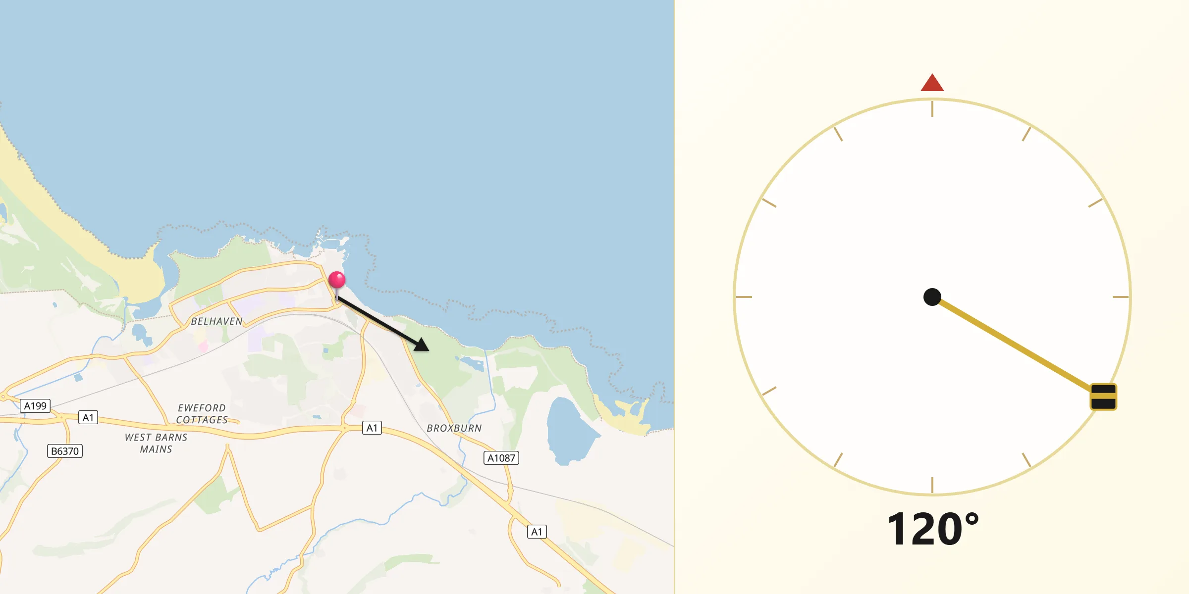 Qibla Direction from Dunbar