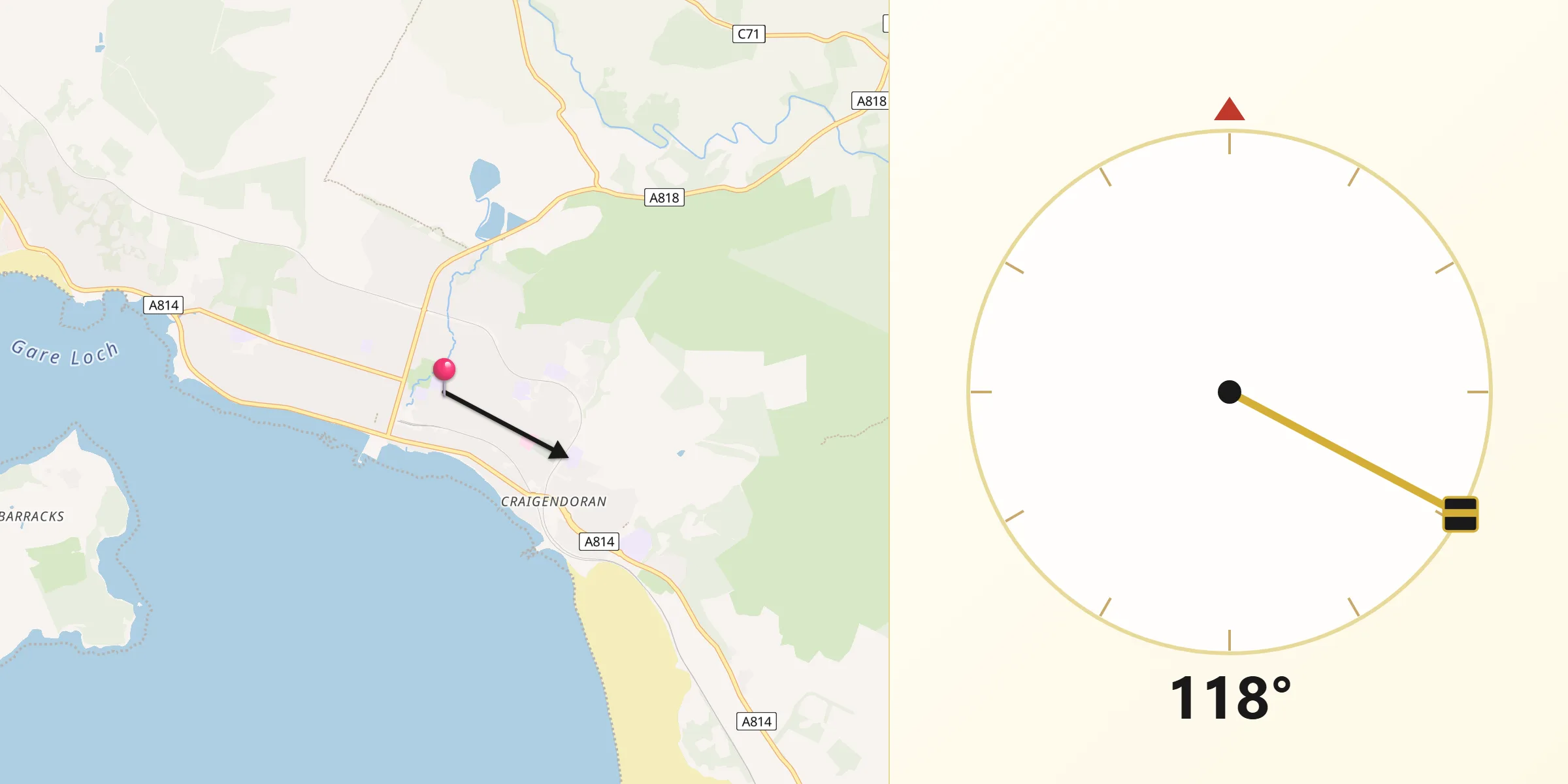 Qibla Direction from Helensburgh