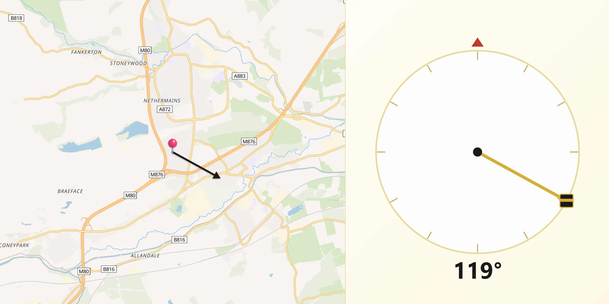 Qibla Direction from Head of Muir