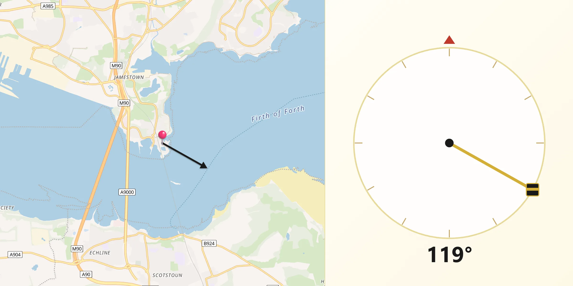 Qibla Direction from North Queensferry