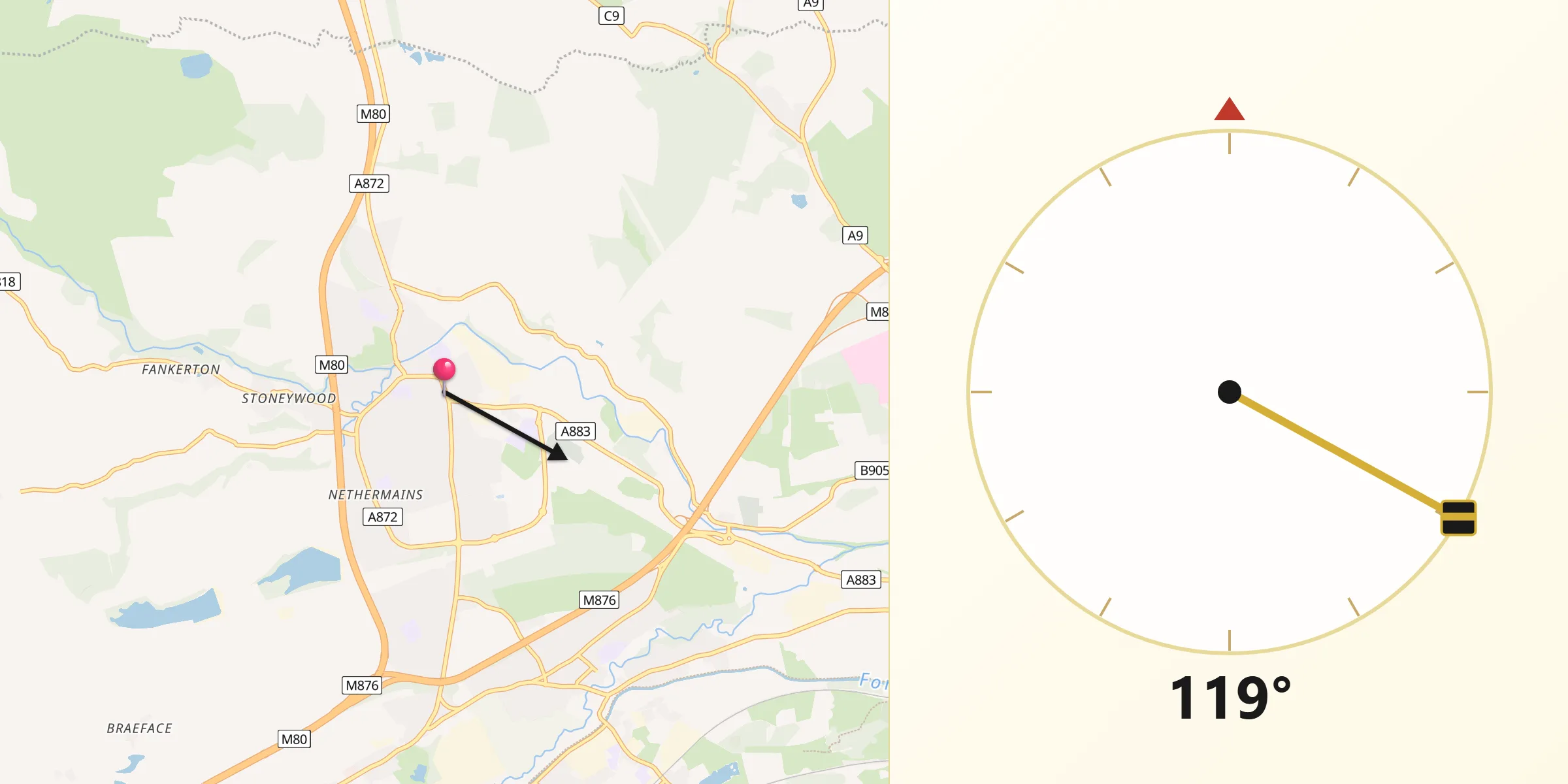 Qibla Direction from Denny