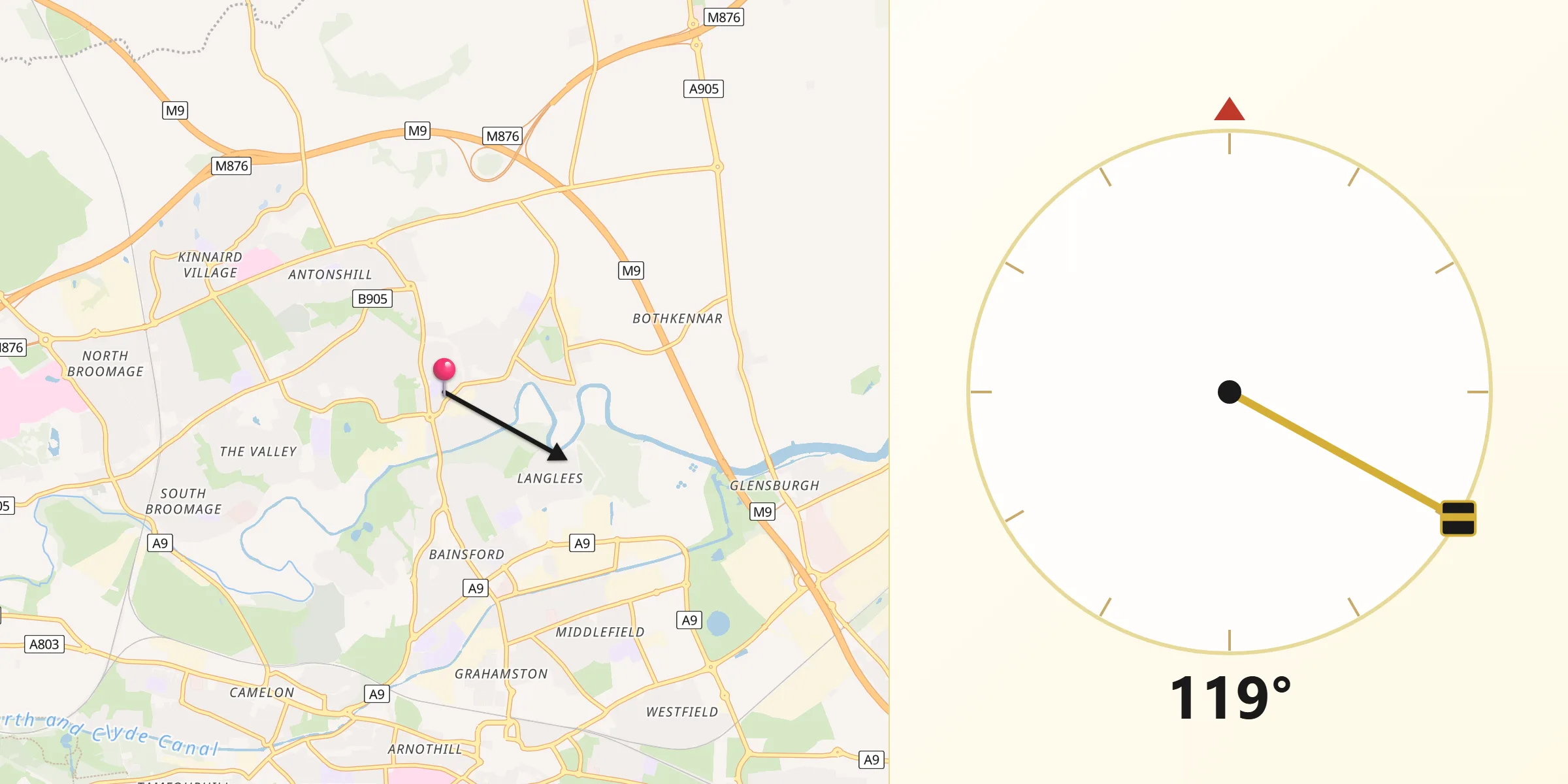 Qibla Direction from Carron