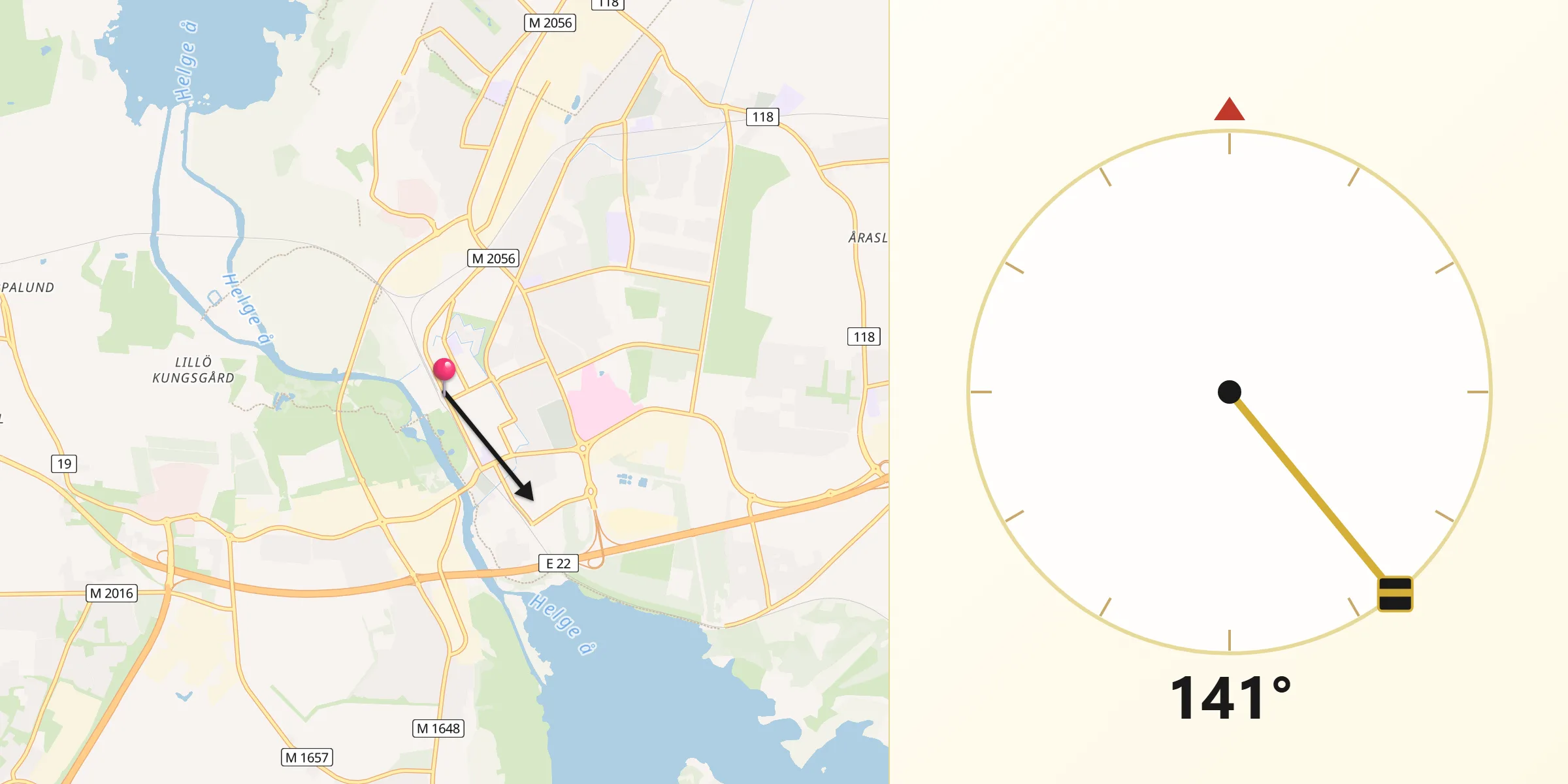 Qibla Riktning från Kristianstad