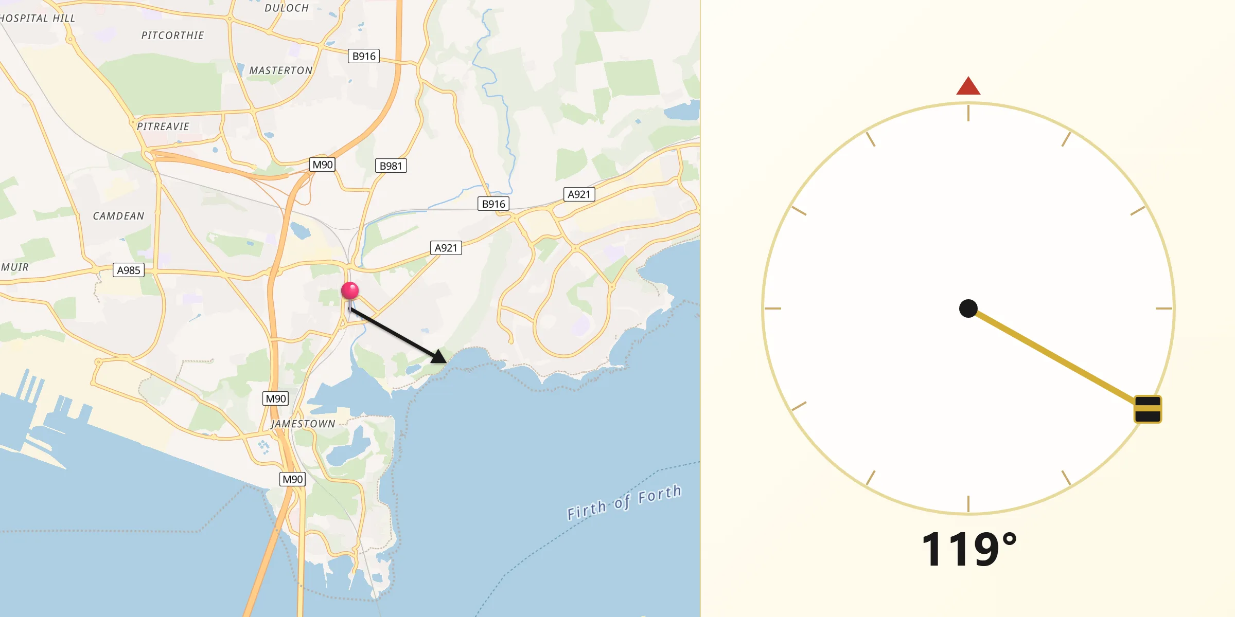 Qibla Direction from Inverkeithing