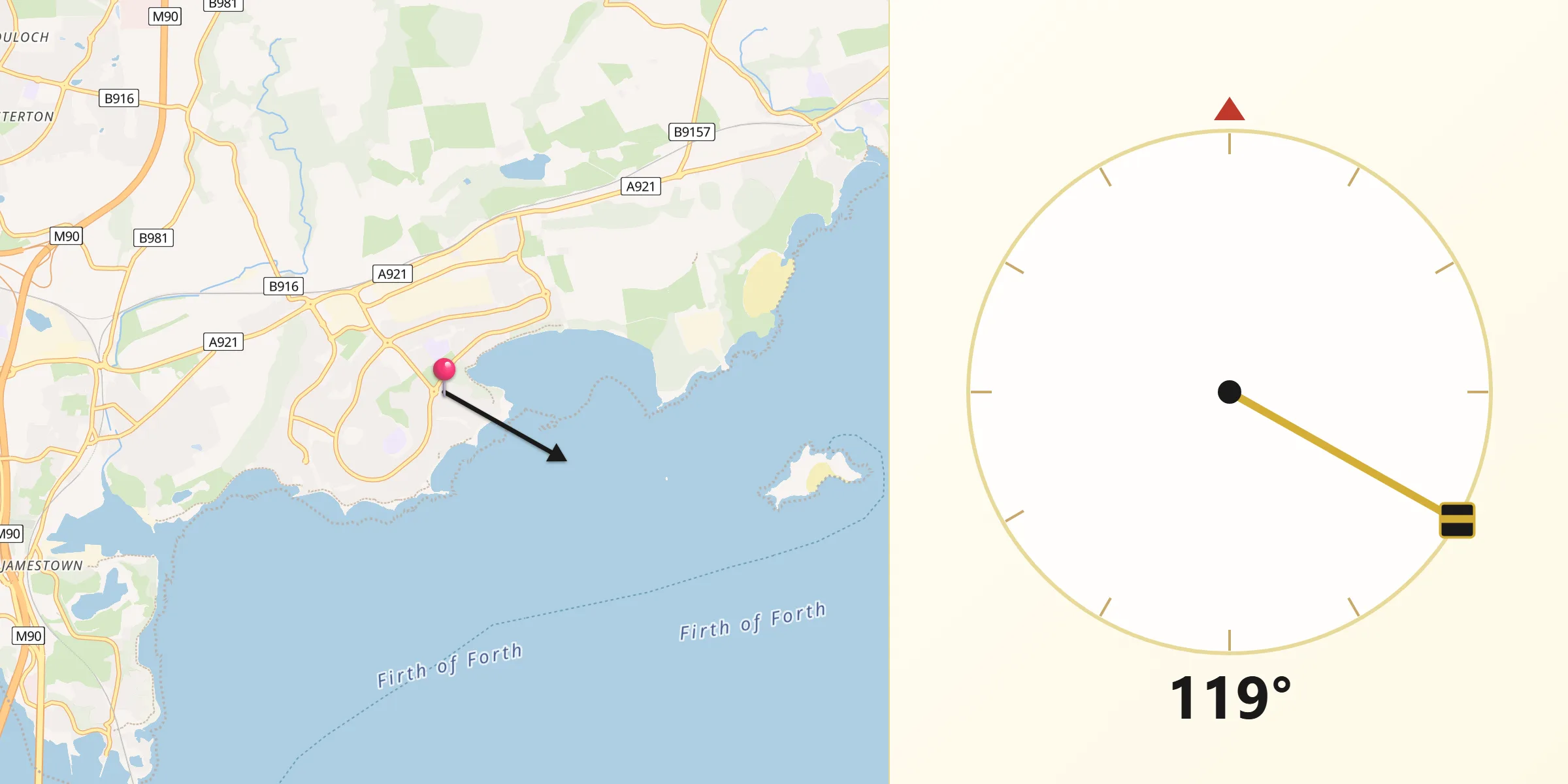 Qibla Direction from Dalgety Bay