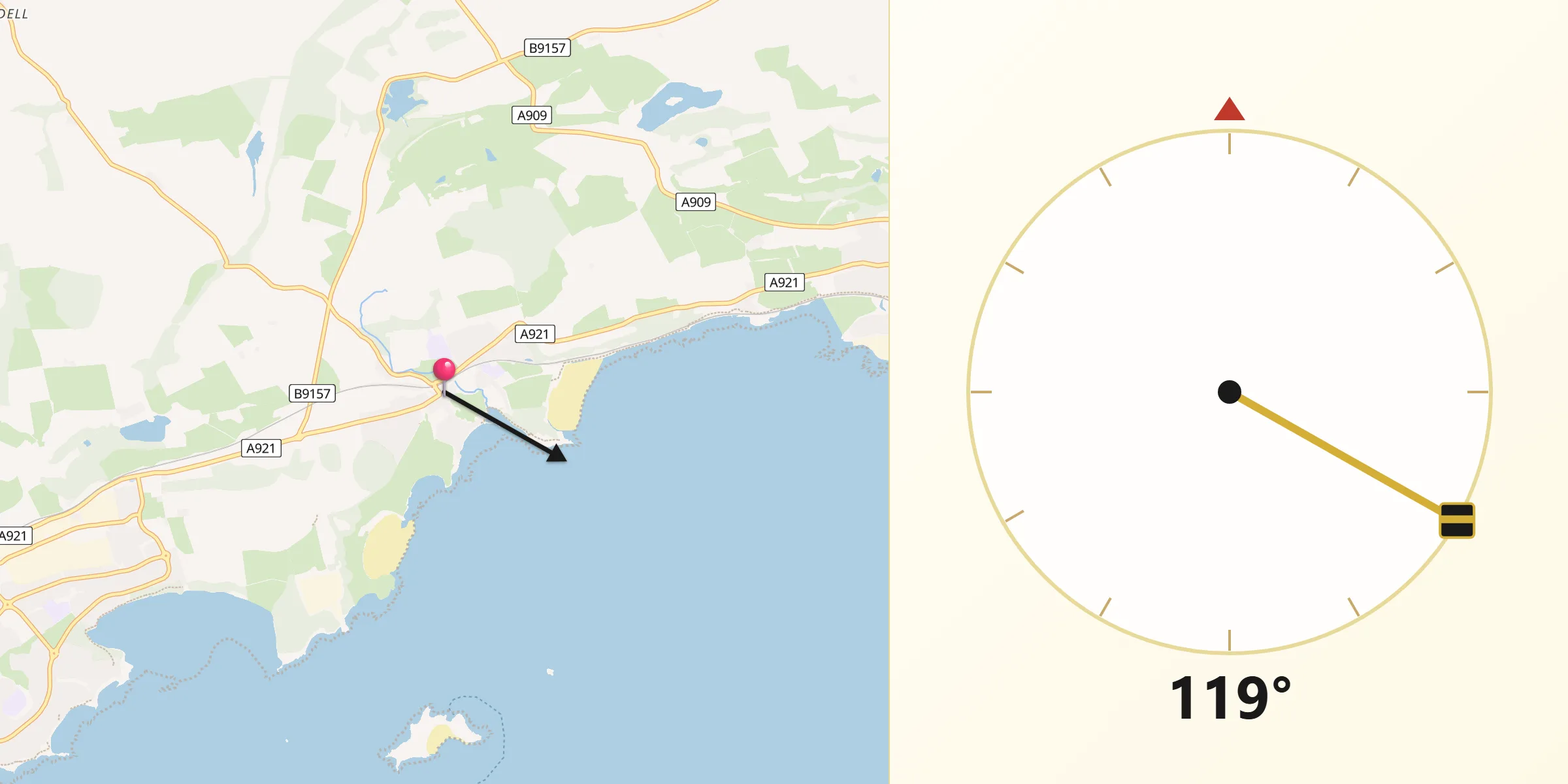 Qibla Direction from Aberdour