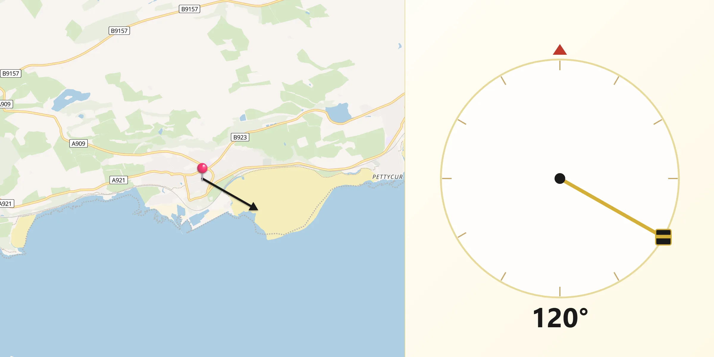 Qibla Direction from Burntisland