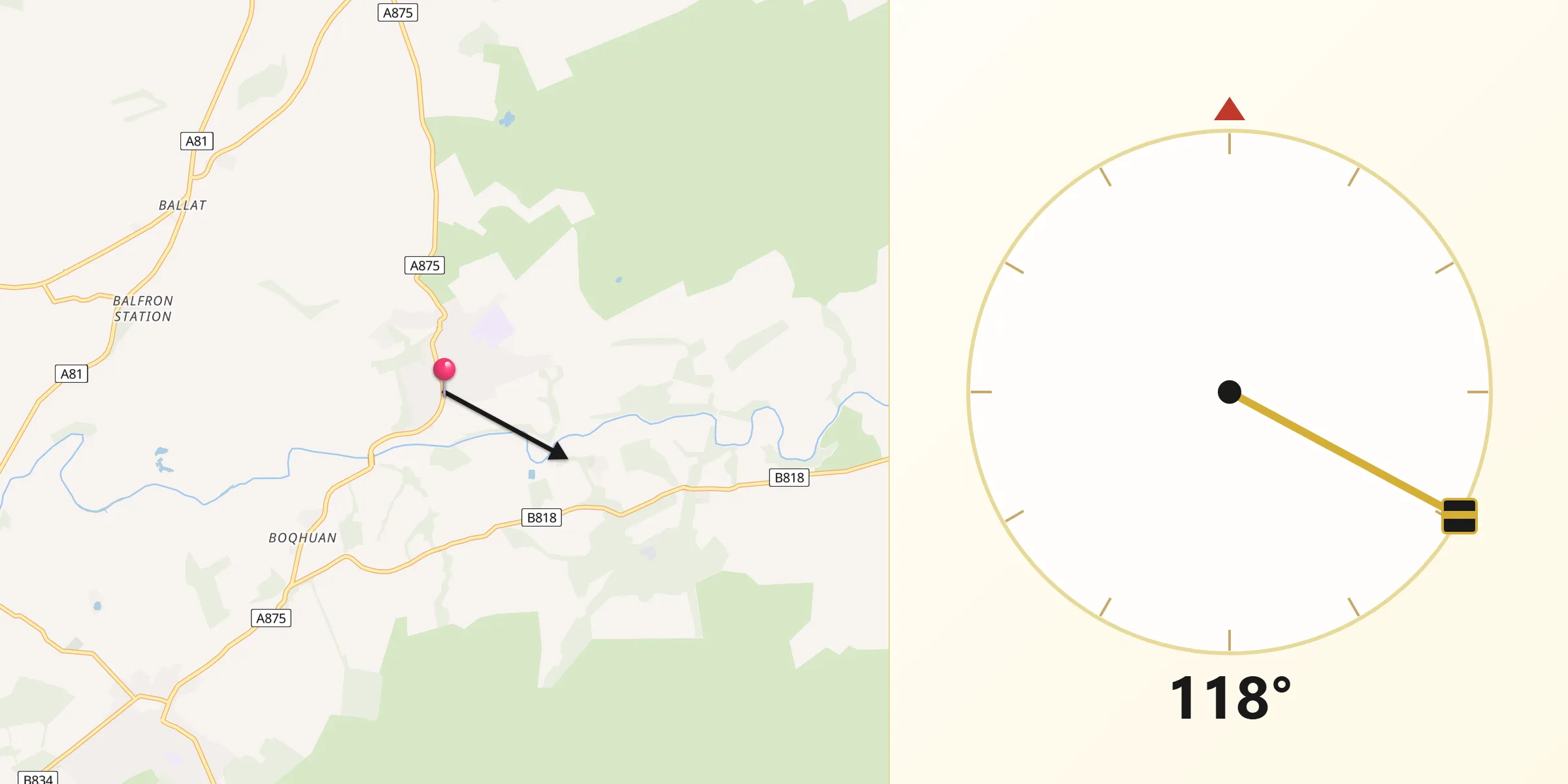 Qibla Direction from Balfron