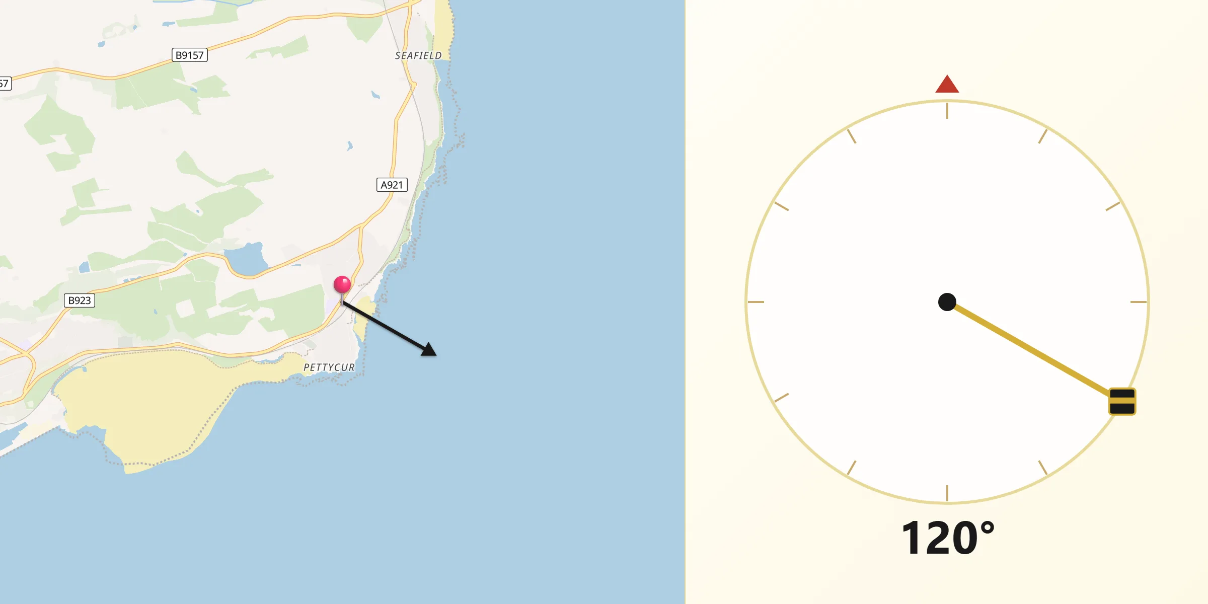 Qibla Direction from Kinghorn