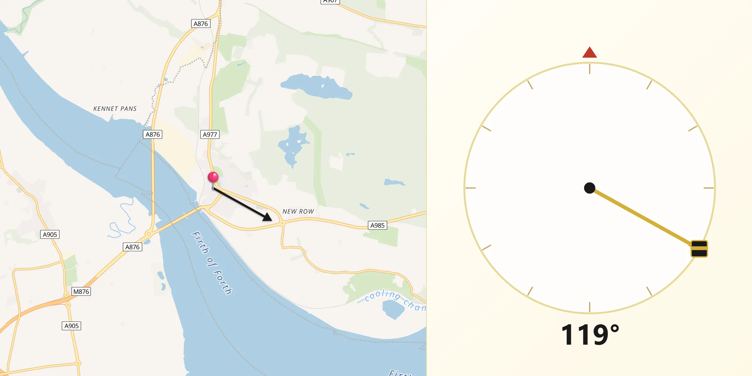 Qibla Direction from Kincardine