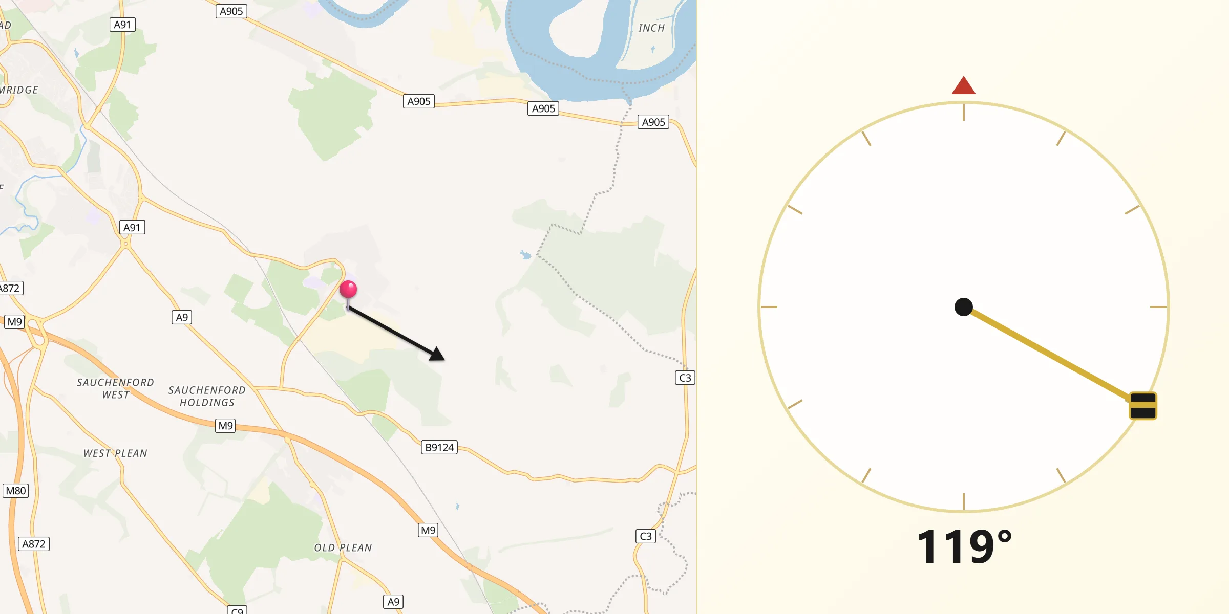 Qibla Direction from Cowie