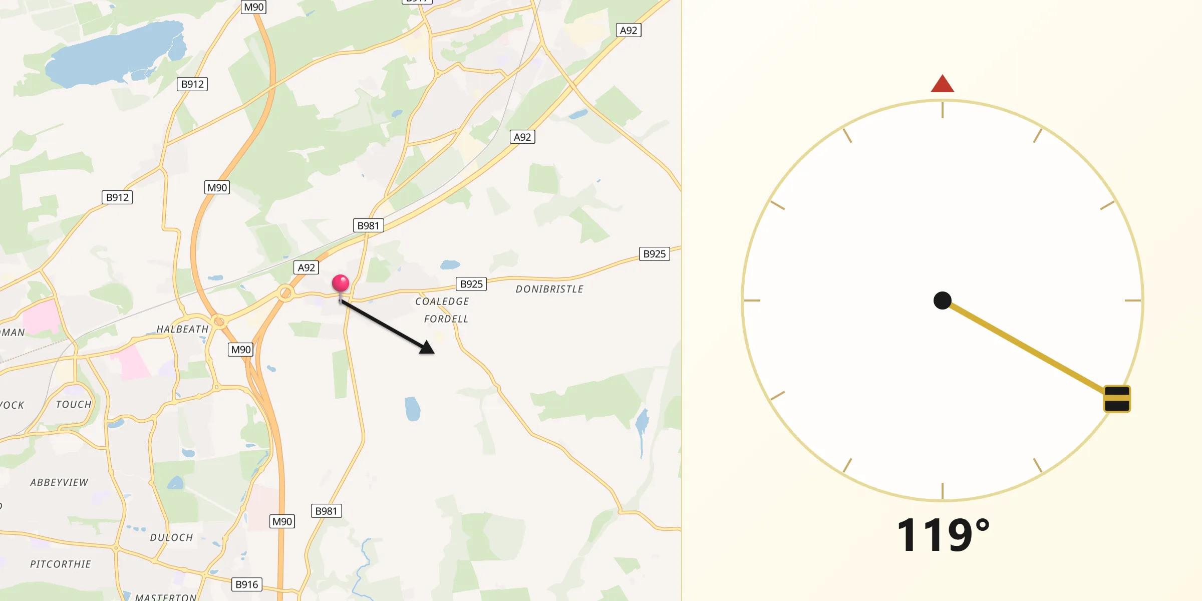 Qibla Direction from Crossgates