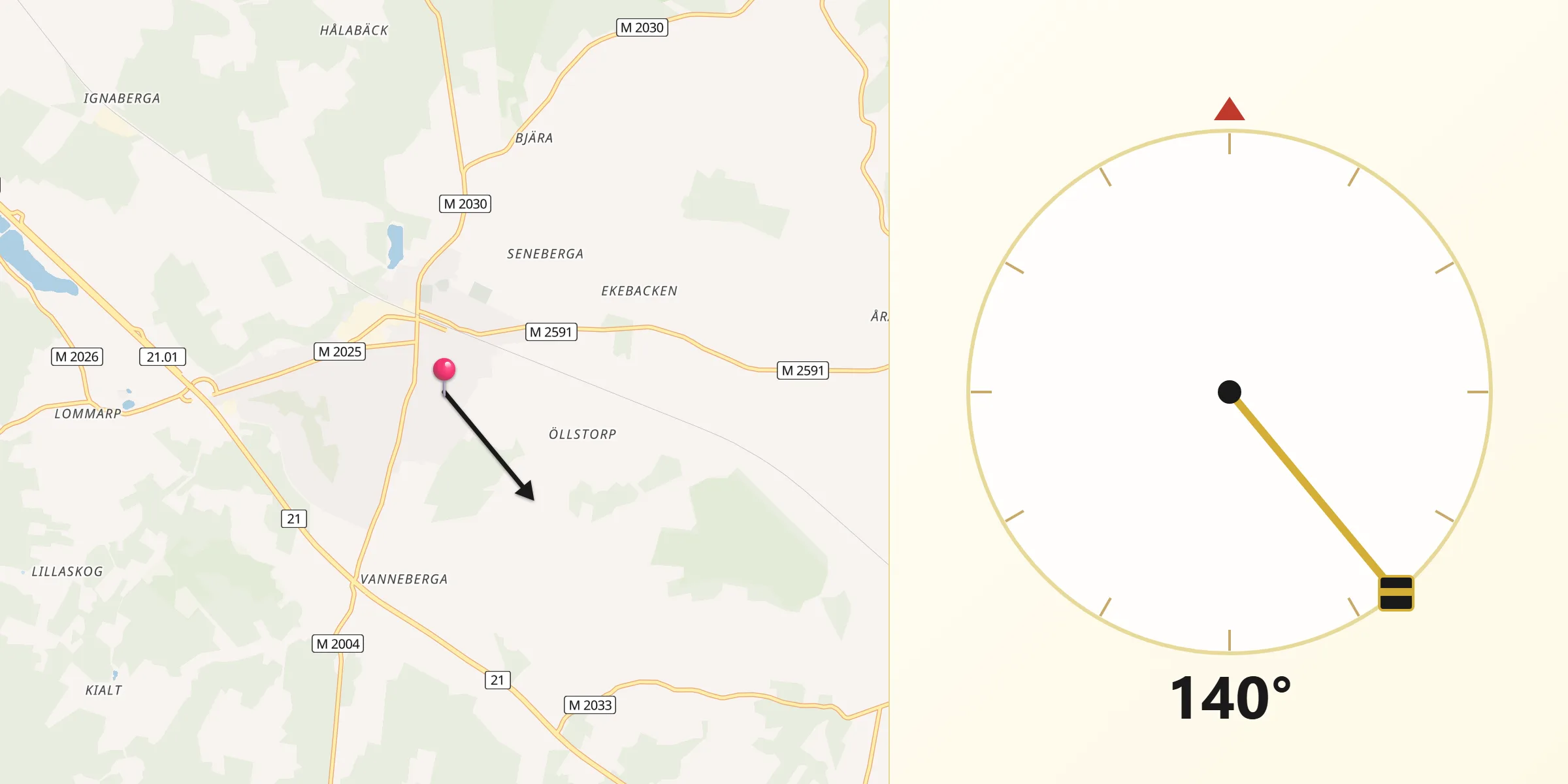 Qibla Riktning från Vinslöv