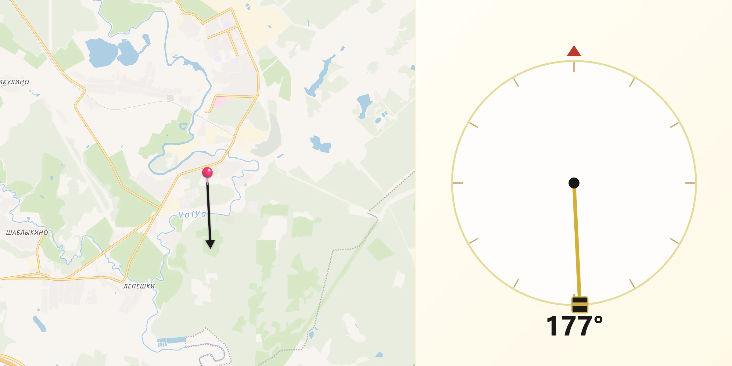 Направление Киблы из Красноармейск