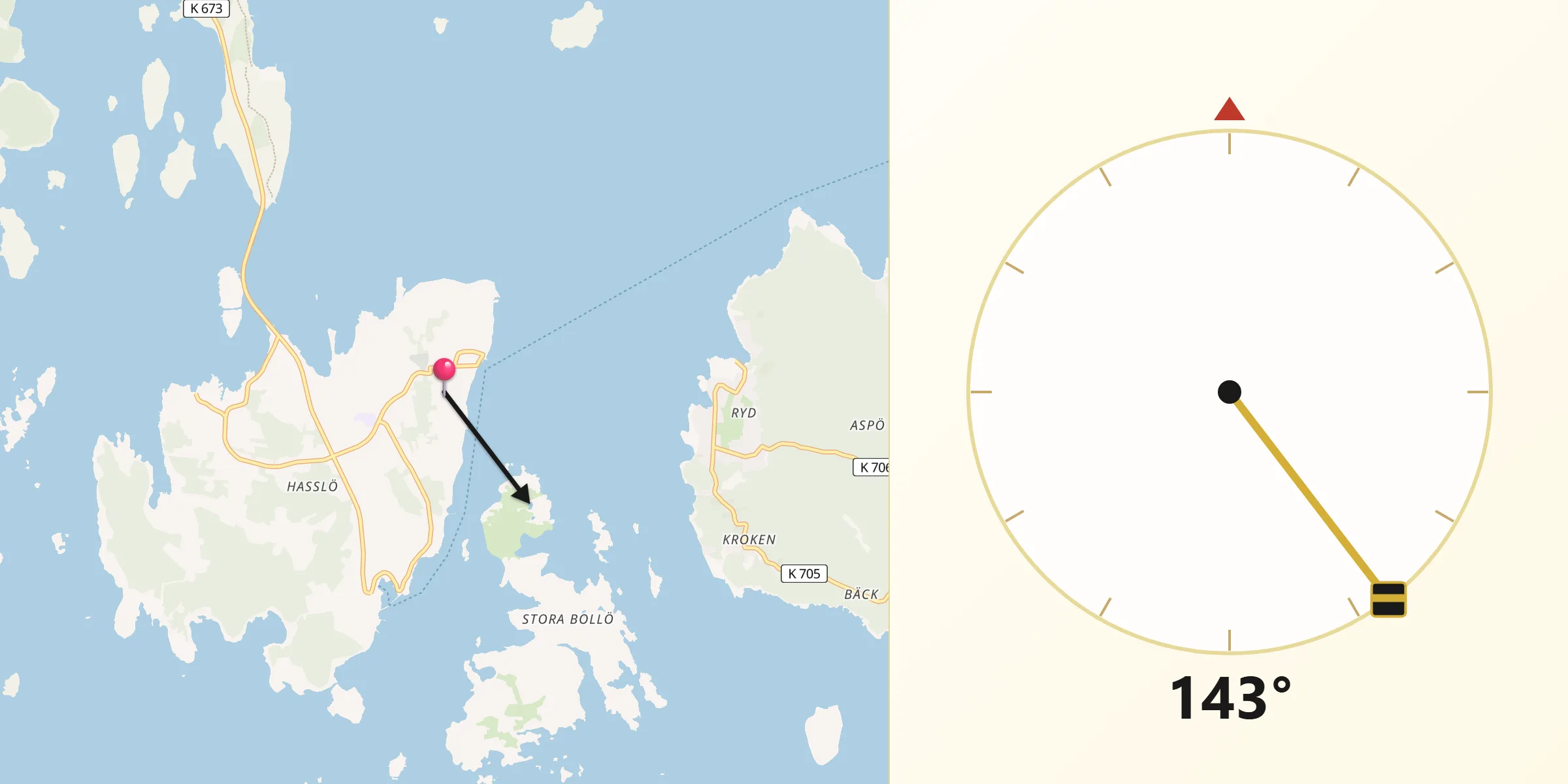 Qibla Riktning från Hasslö