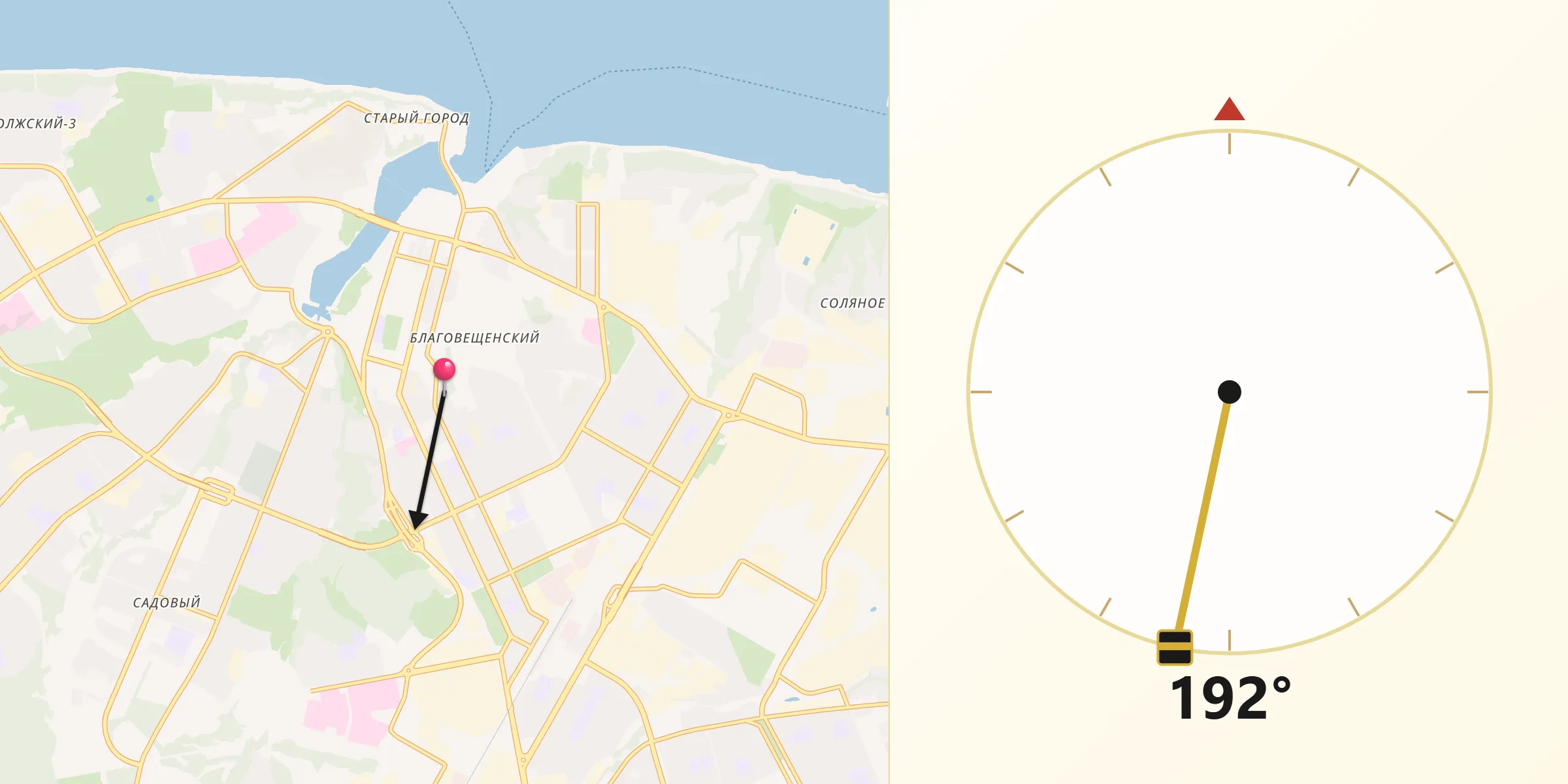 Direction vers la Qibla depuis Tcheboksary