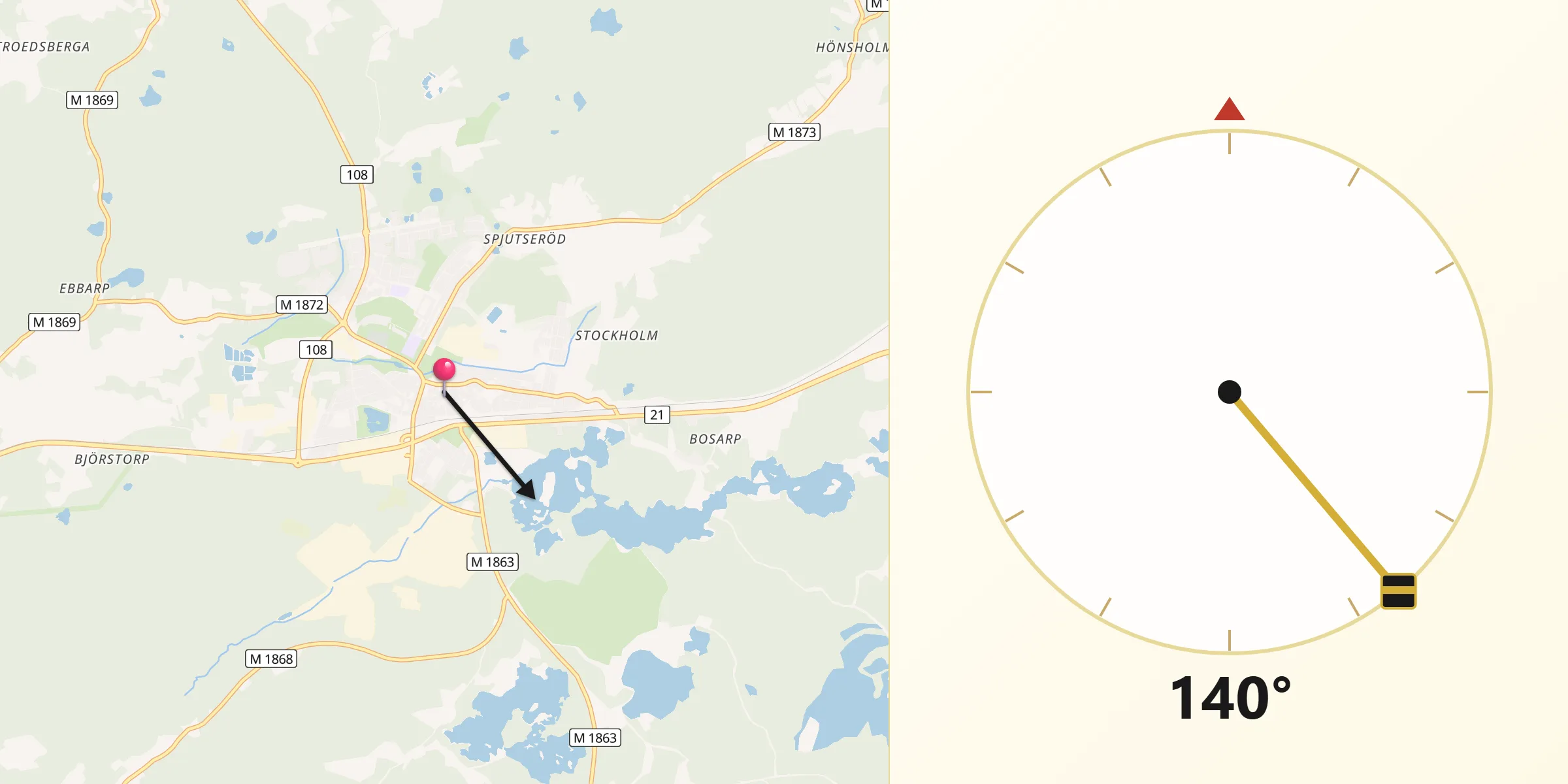 Qibla Riktning från Perstorp