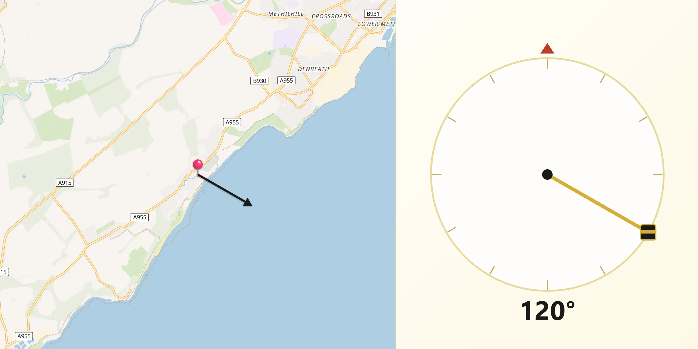 Qibla Direction from East Wemyss