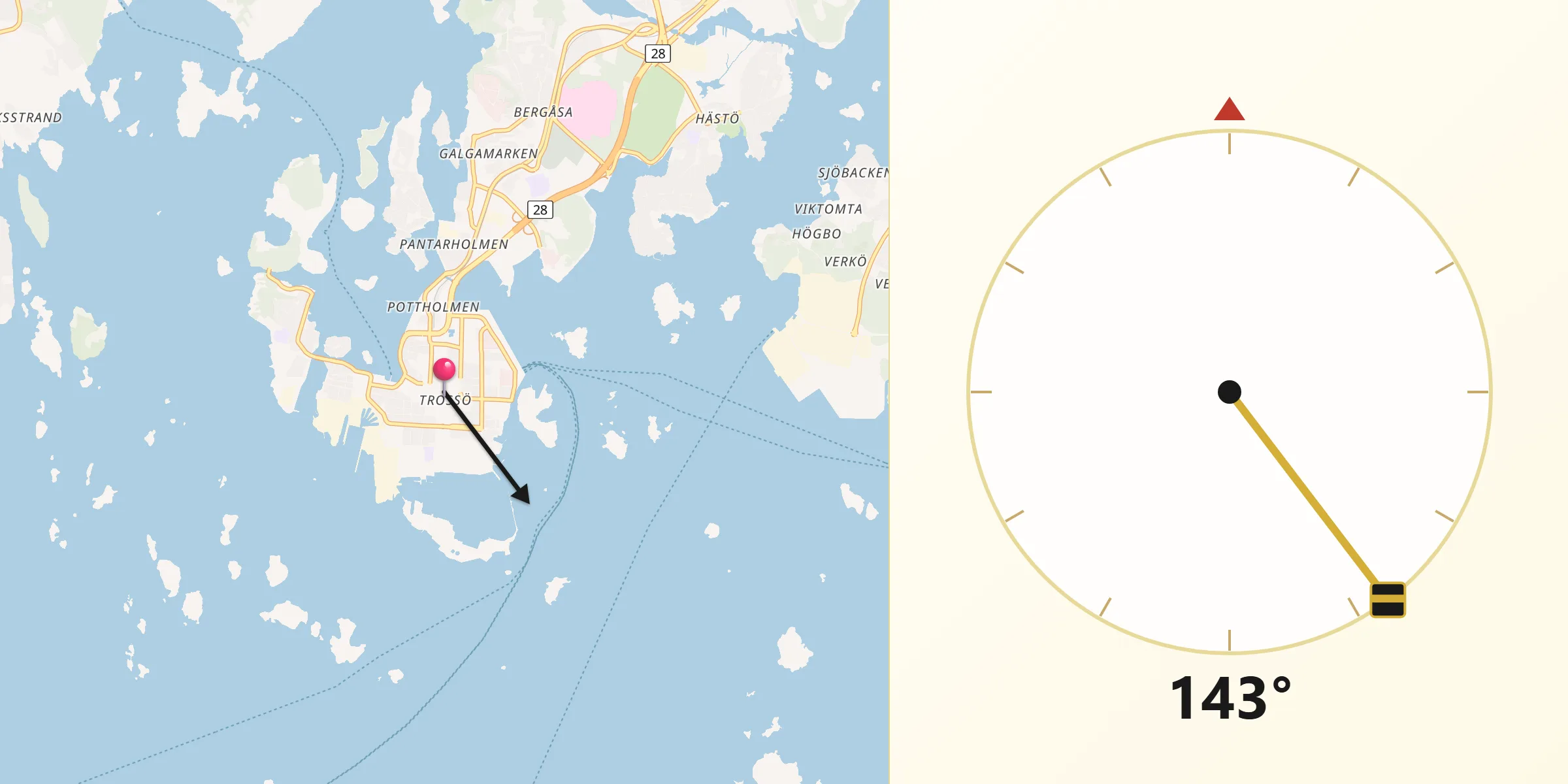 Qibla Riktning från Karlskrona