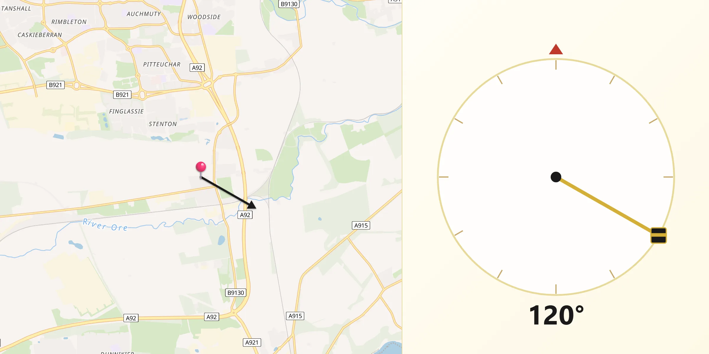 Qibla Direction from Thornton