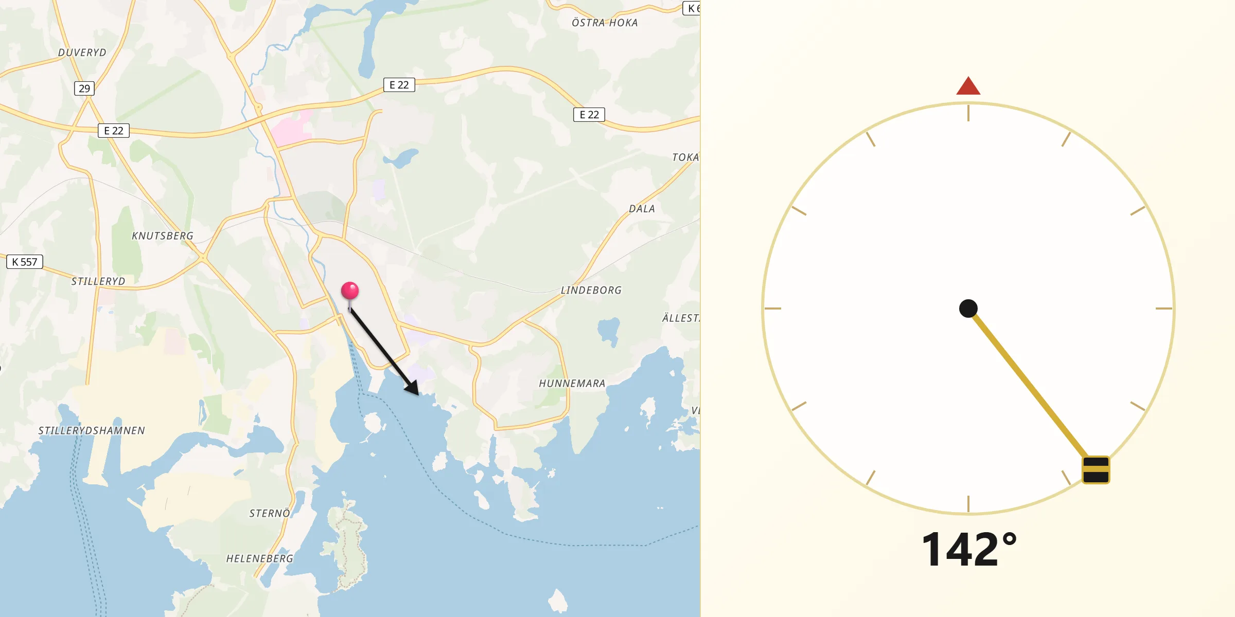 Qibla Riktning från Karlshamn
