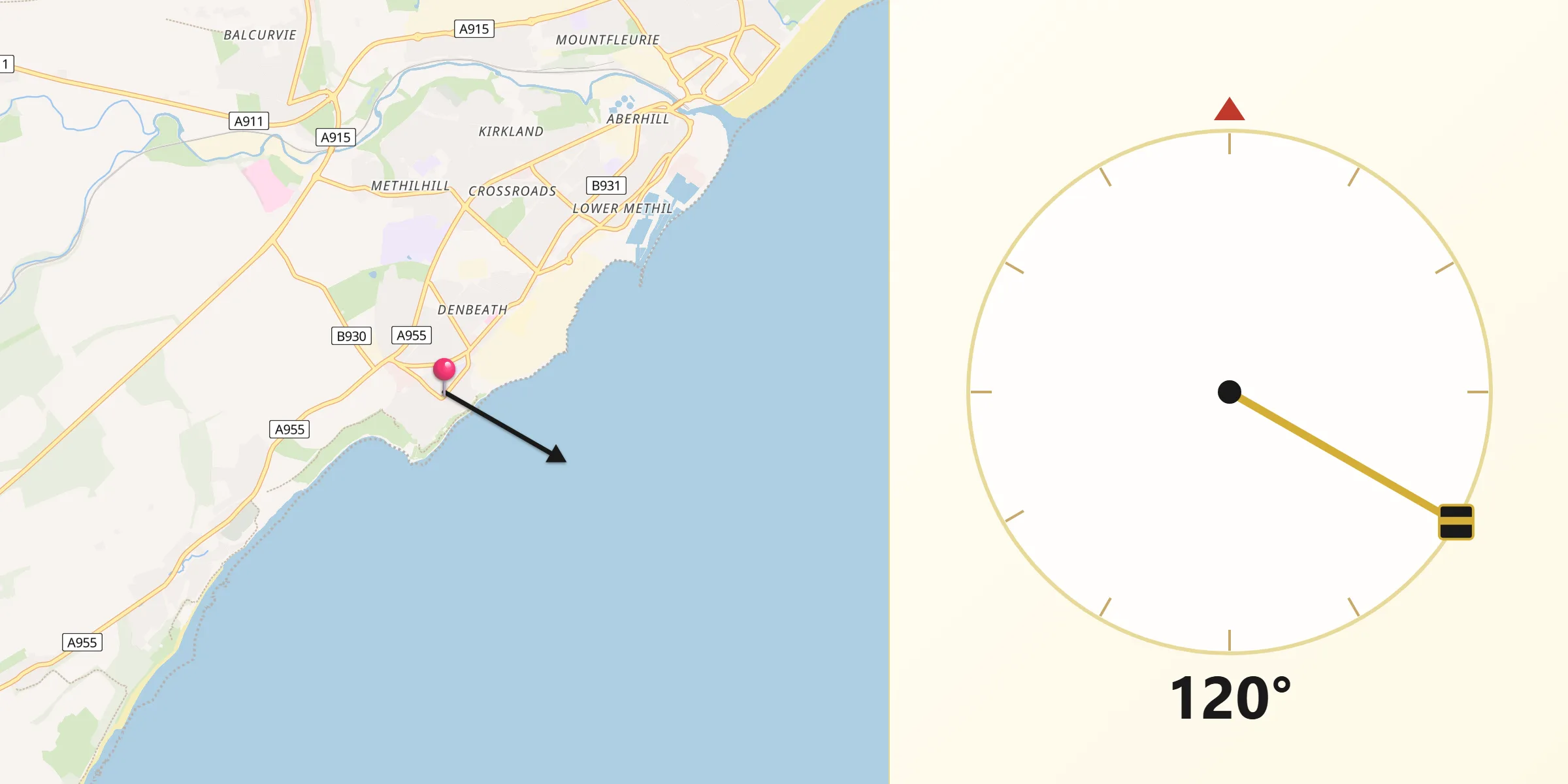 Qibla Direction from Buckhaven