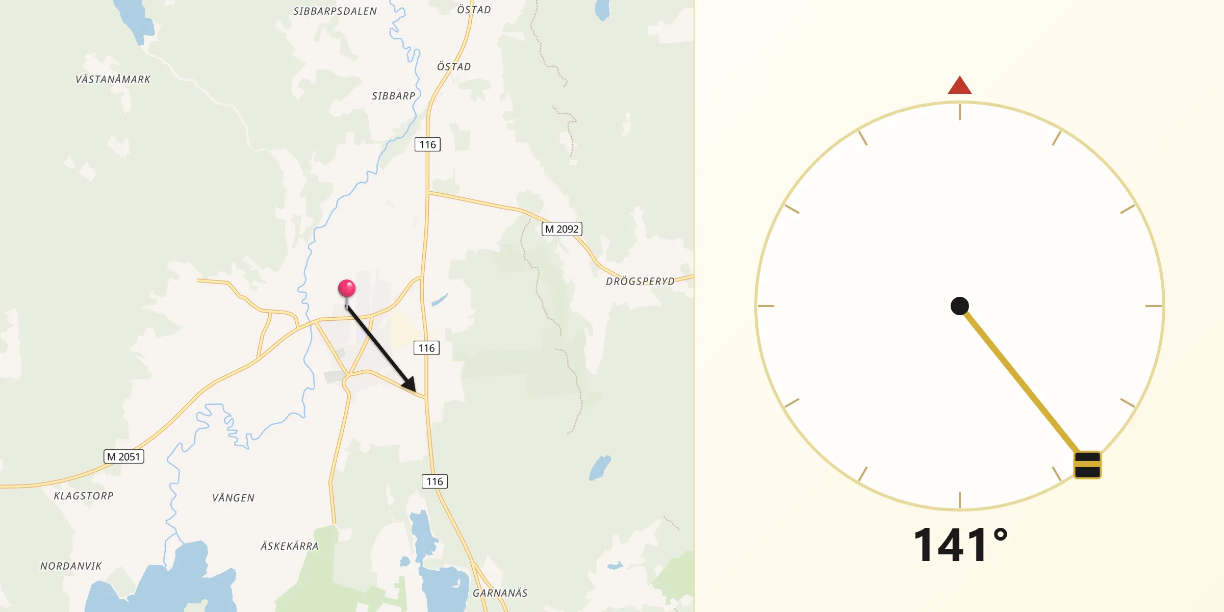 Qibla Riktning från Näsum