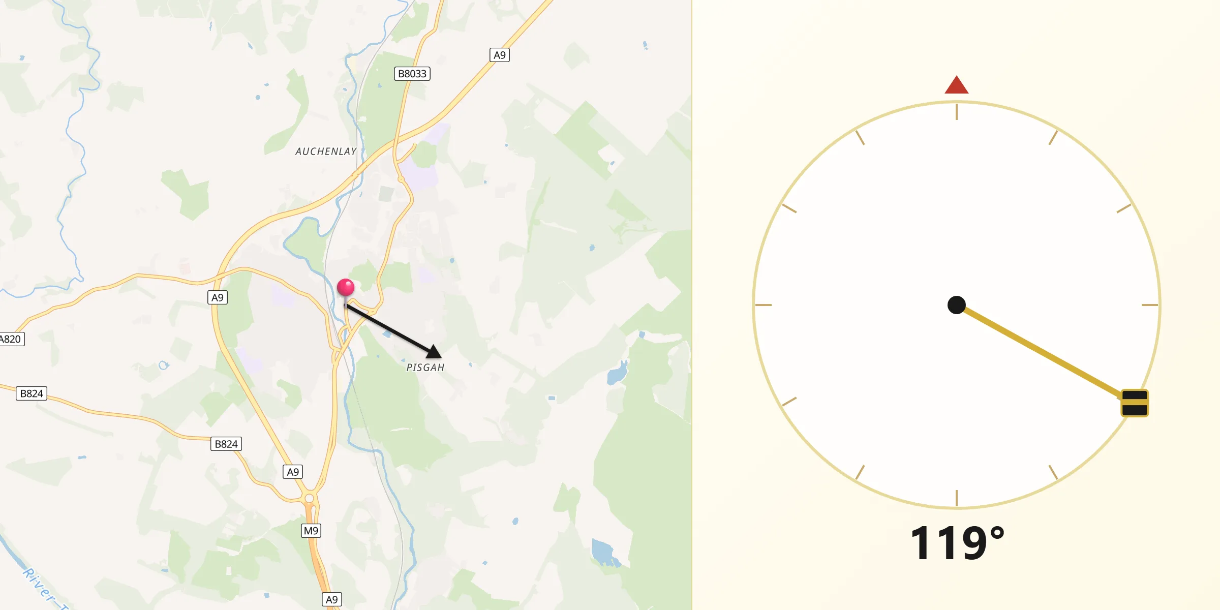 Qibla Direction from Dunblane