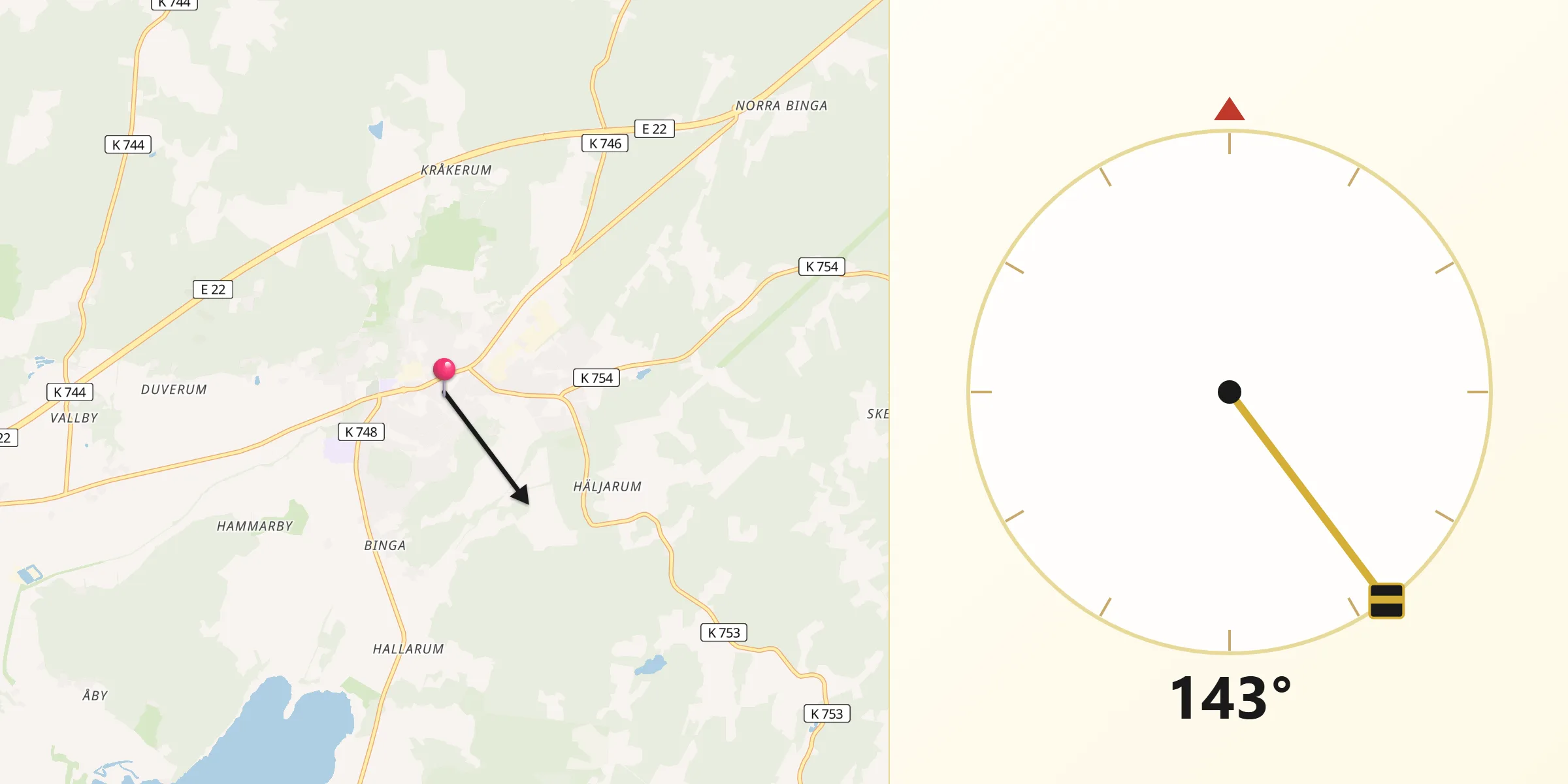 Qibla Riktning från Jämjö