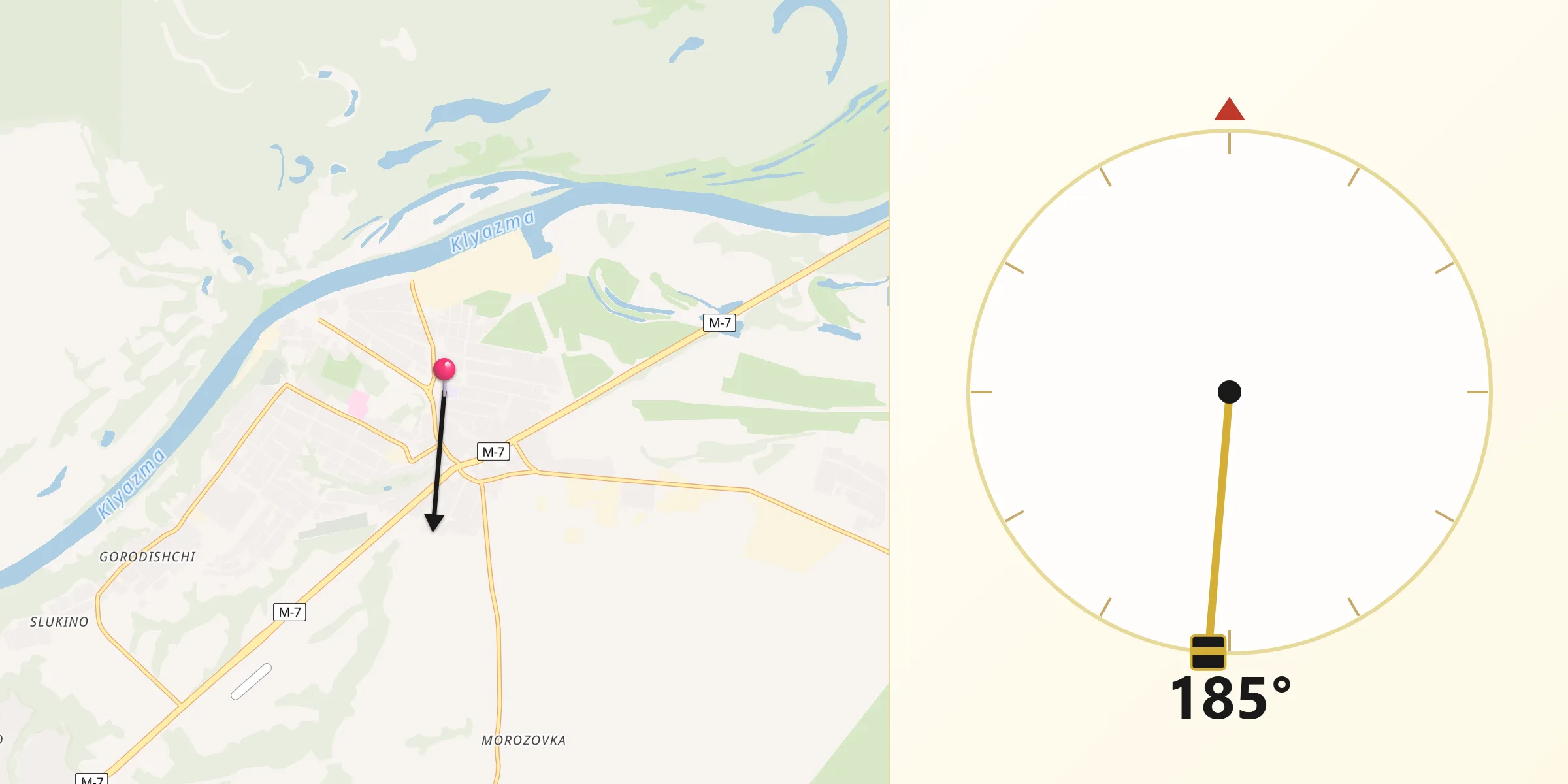 Направление Киблы из Gorokhovets