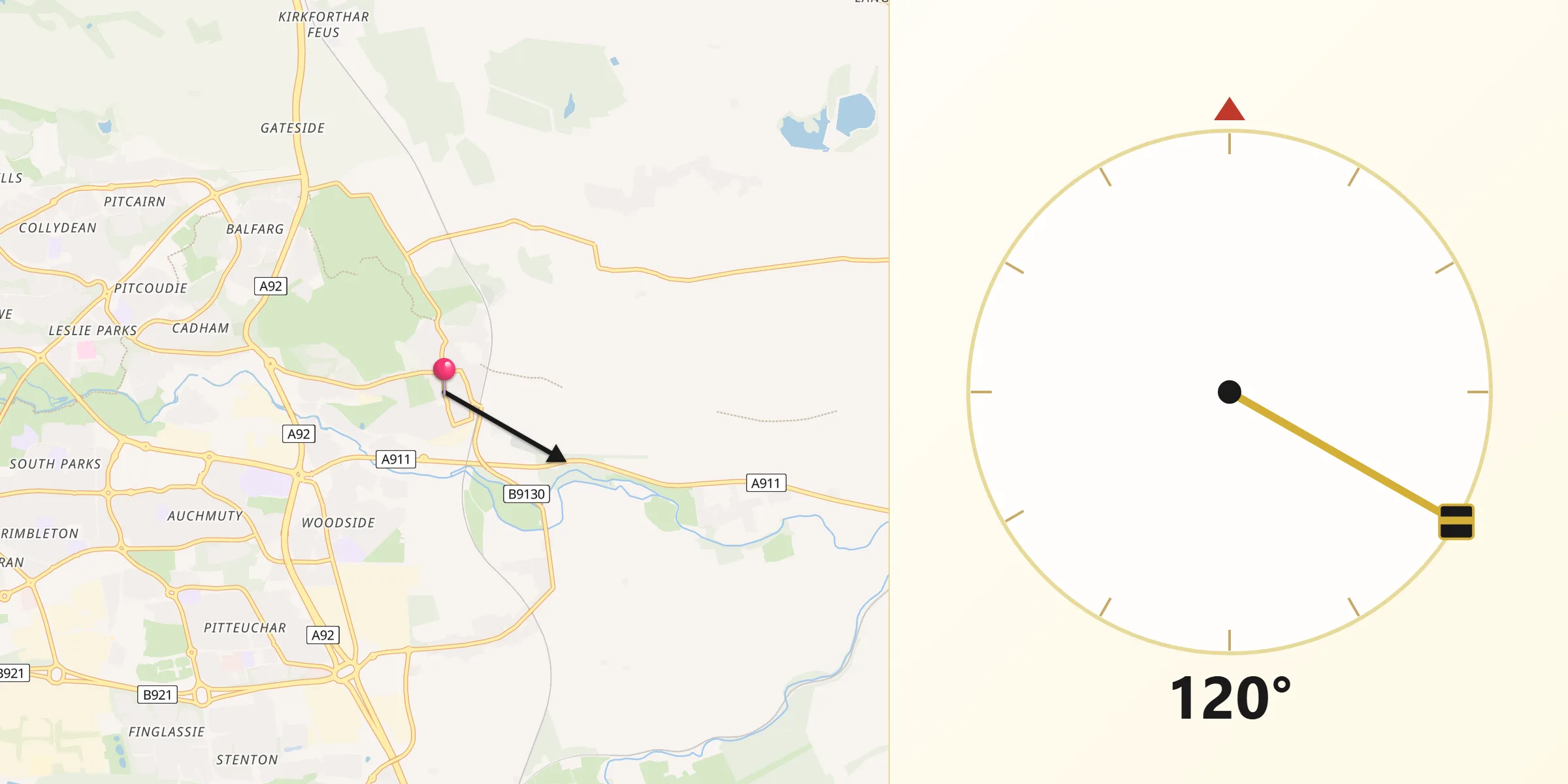 Qibla Direction from Markinch