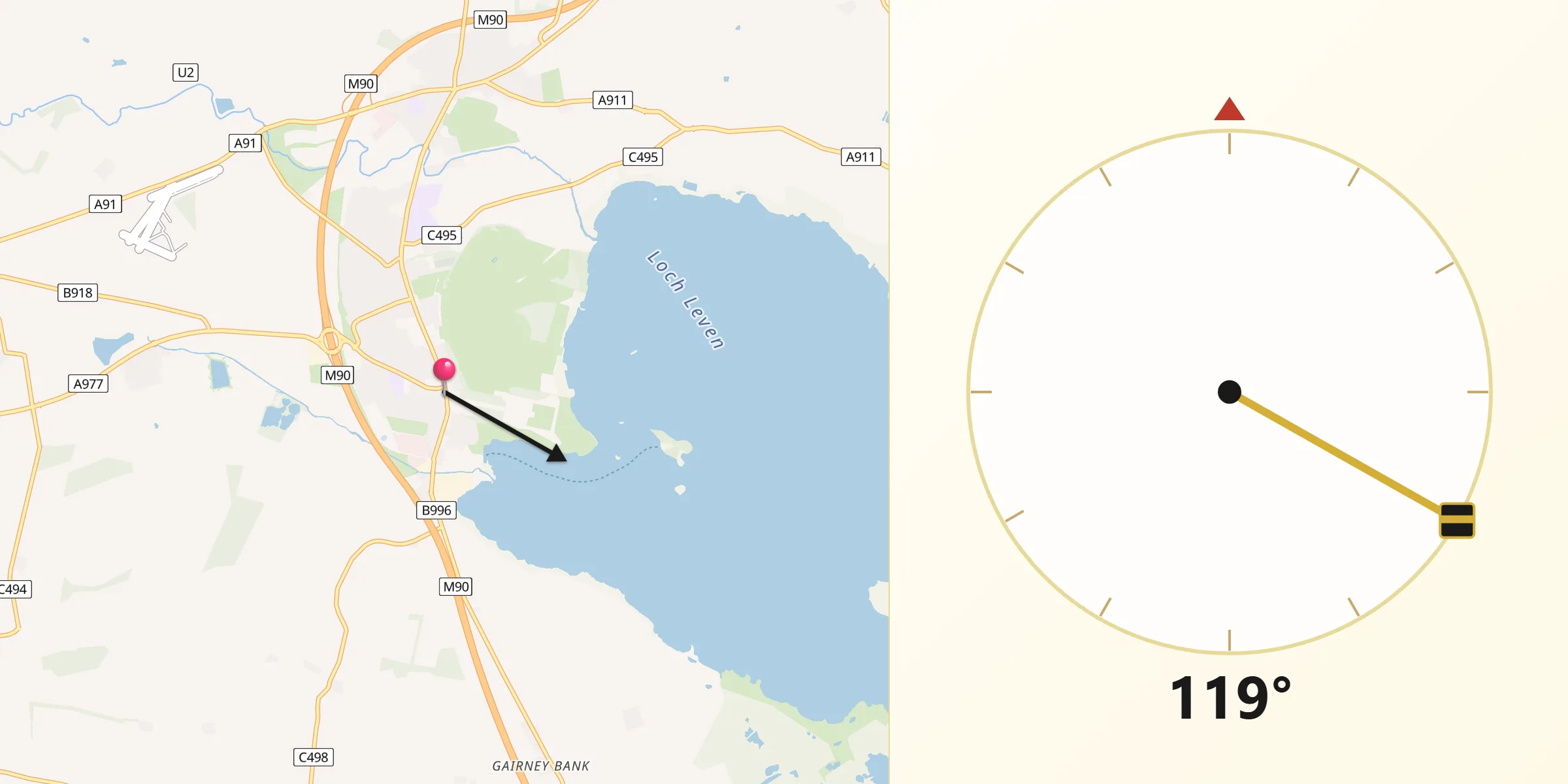 Qibla Direction from Kinross