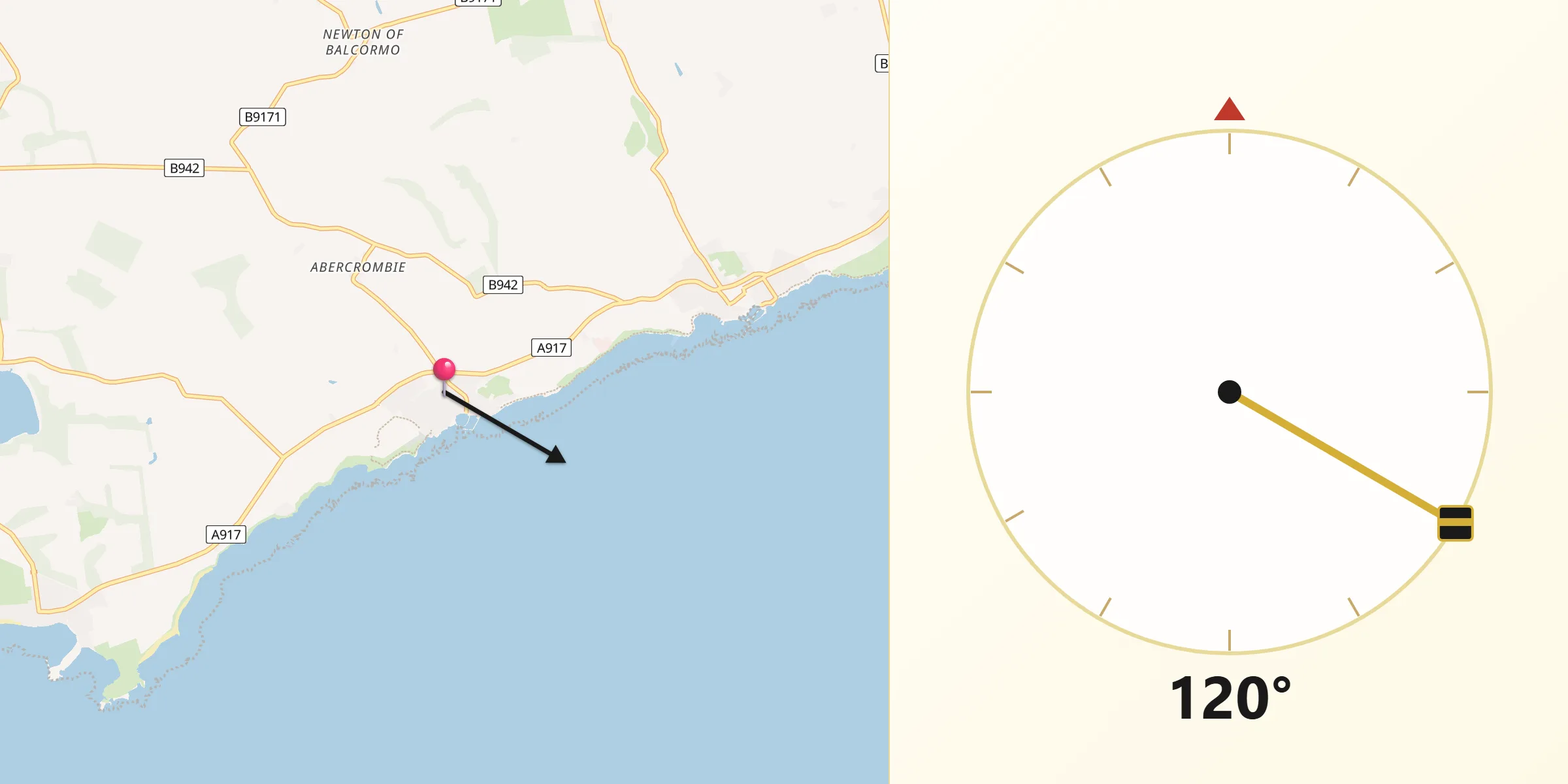 Qibla Direction from Saint Monans